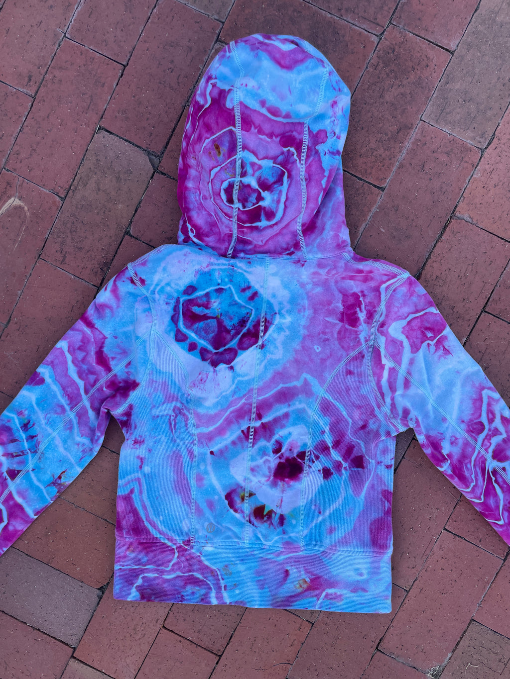 SMALL Women's lululemon Handmade Galaxy Ice Dye Geode Full-Zip Running Hoodie | One-Of-a-Kind Upcycled Blue and Purple Yoga Sweatshirt
