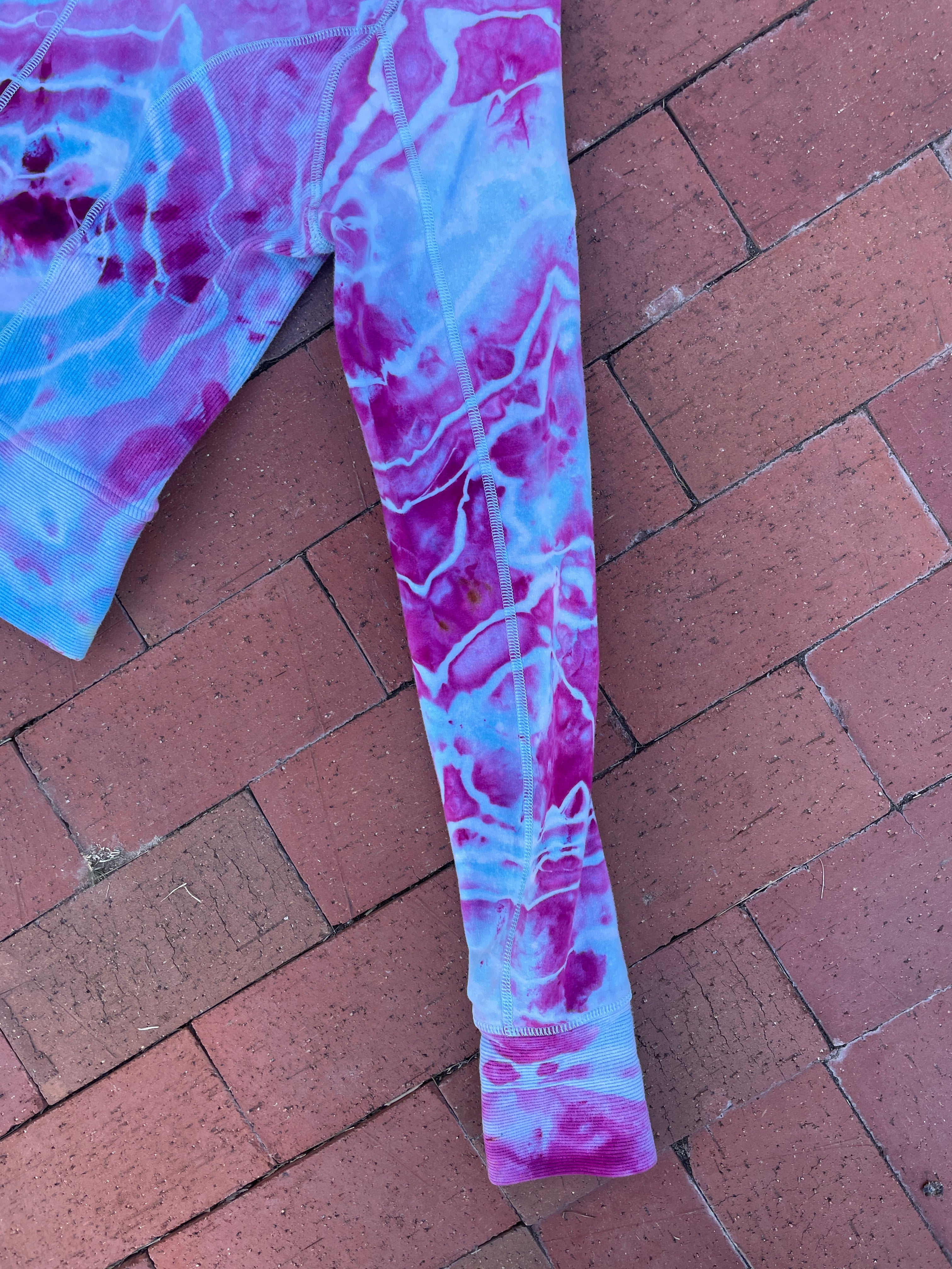 SMALL Women's lululemon Handmade Galaxy Ice Dye Geode Full-Zip Running Hoodie | One-Of-a-Kind Upcycled Blue and Purple Yoga Sweatshirt