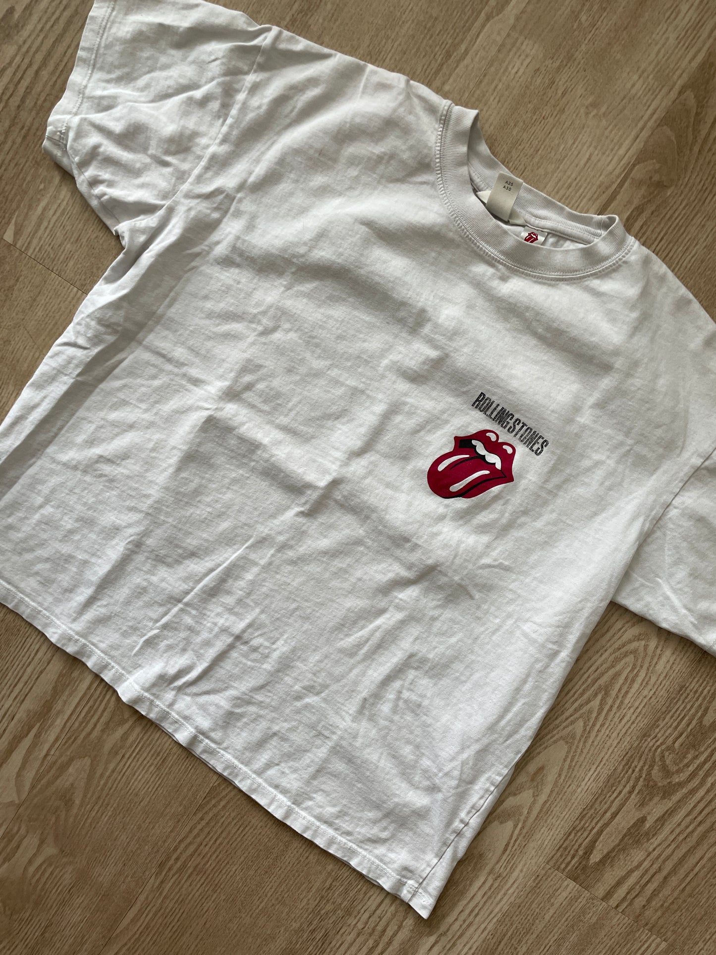 Large Men's White and Red Rolling Stones Short Sleeve T-Shirt | READY TO TIE DYE