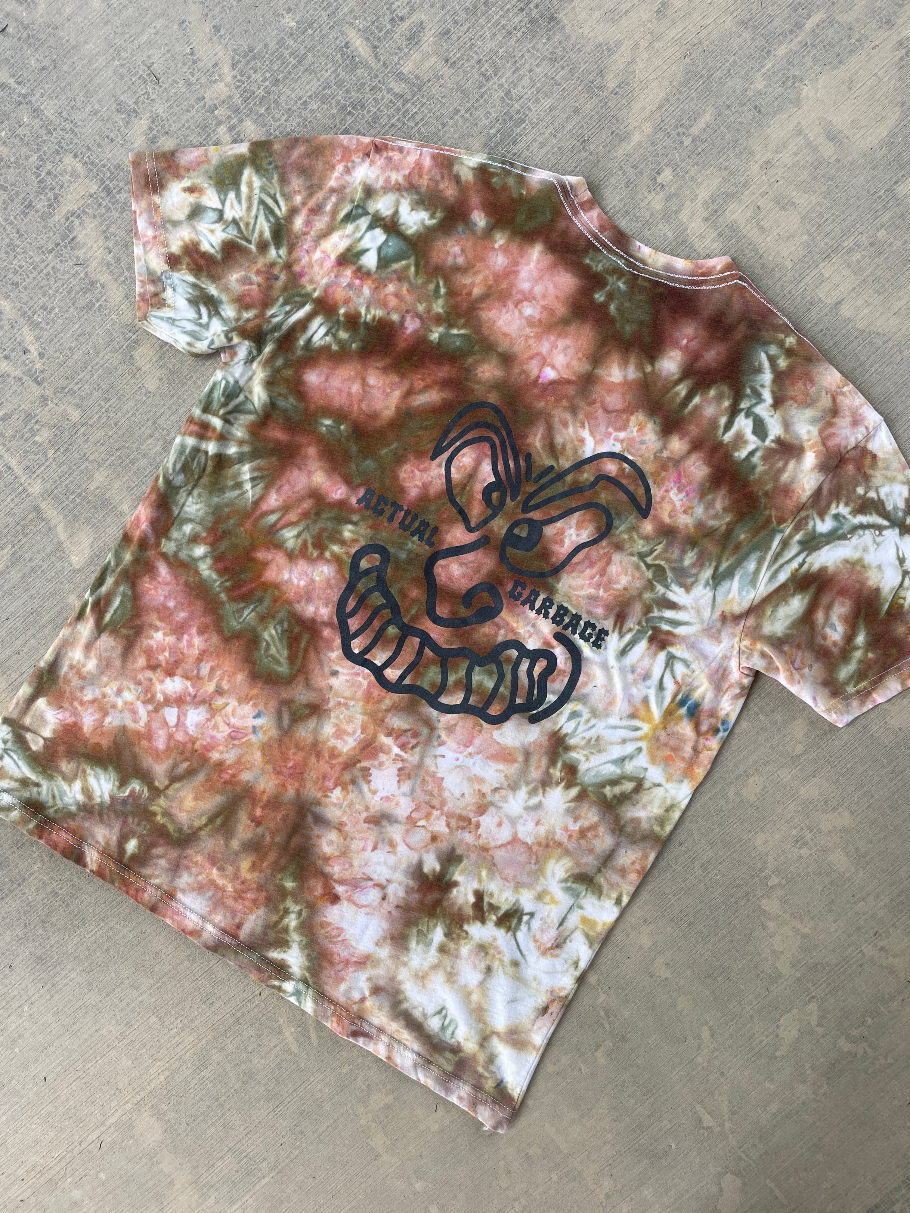 XL Men’s Actual Garbage Pastel Pink, Tan, and Brown Tie Dye Short Sleeve T-Shirt