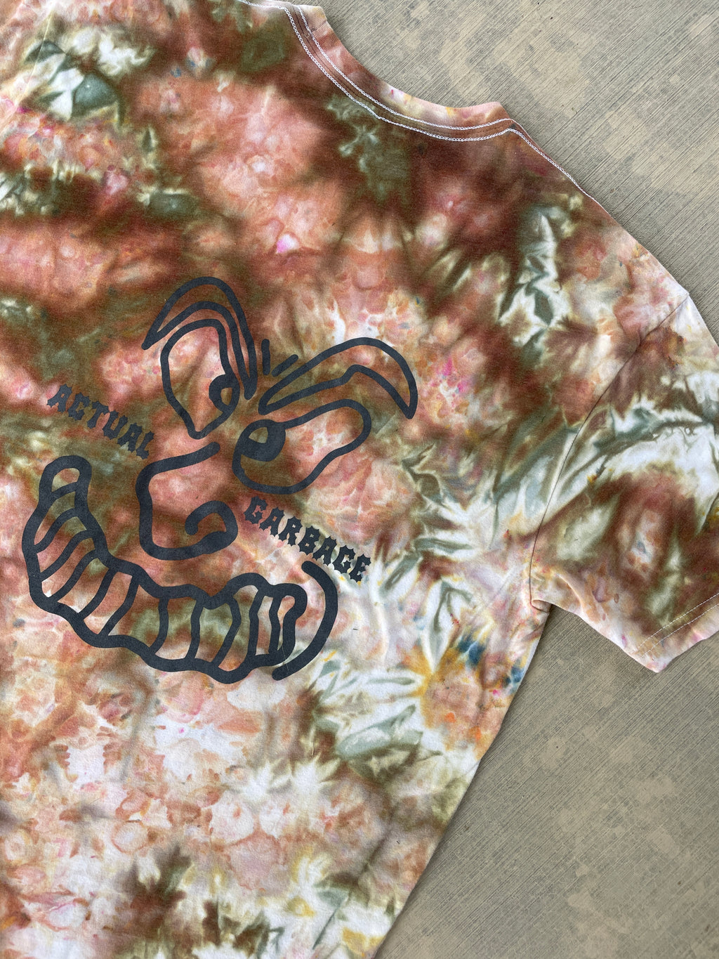 XL Men’s Actual Garbage Pastel Pink, Tan, and Brown Tie Dye Short Sleeve T-Shirt