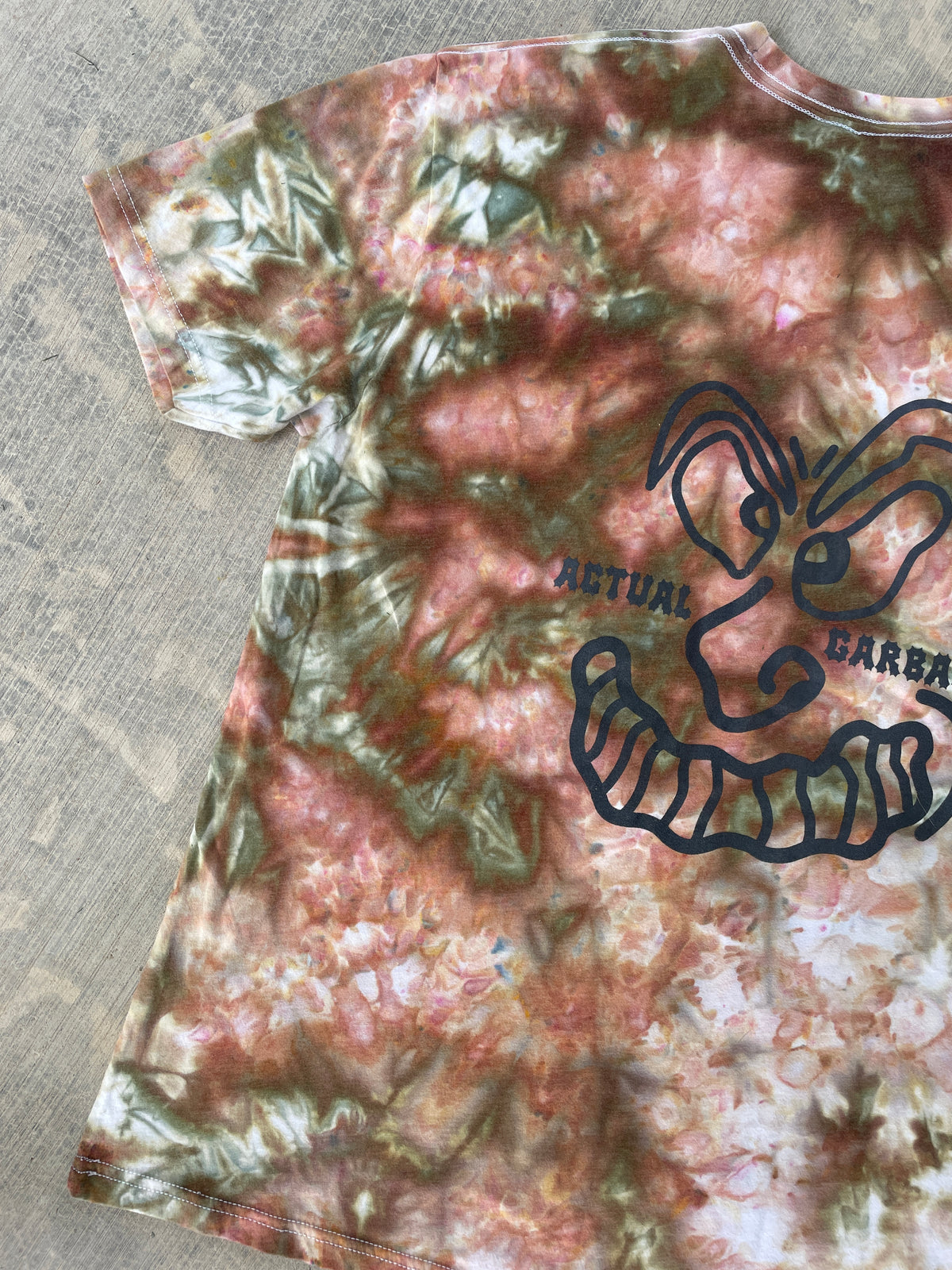 XL Men’s Actual Garbage Pastel Pink, Tan, and Brown Tie Dye Short Sleeve T-Shirt