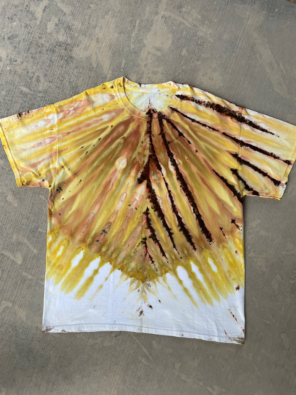 XL Men’s Actual Garbage Yellow and Brown Tie Dye Short Sleeve T-Shirt