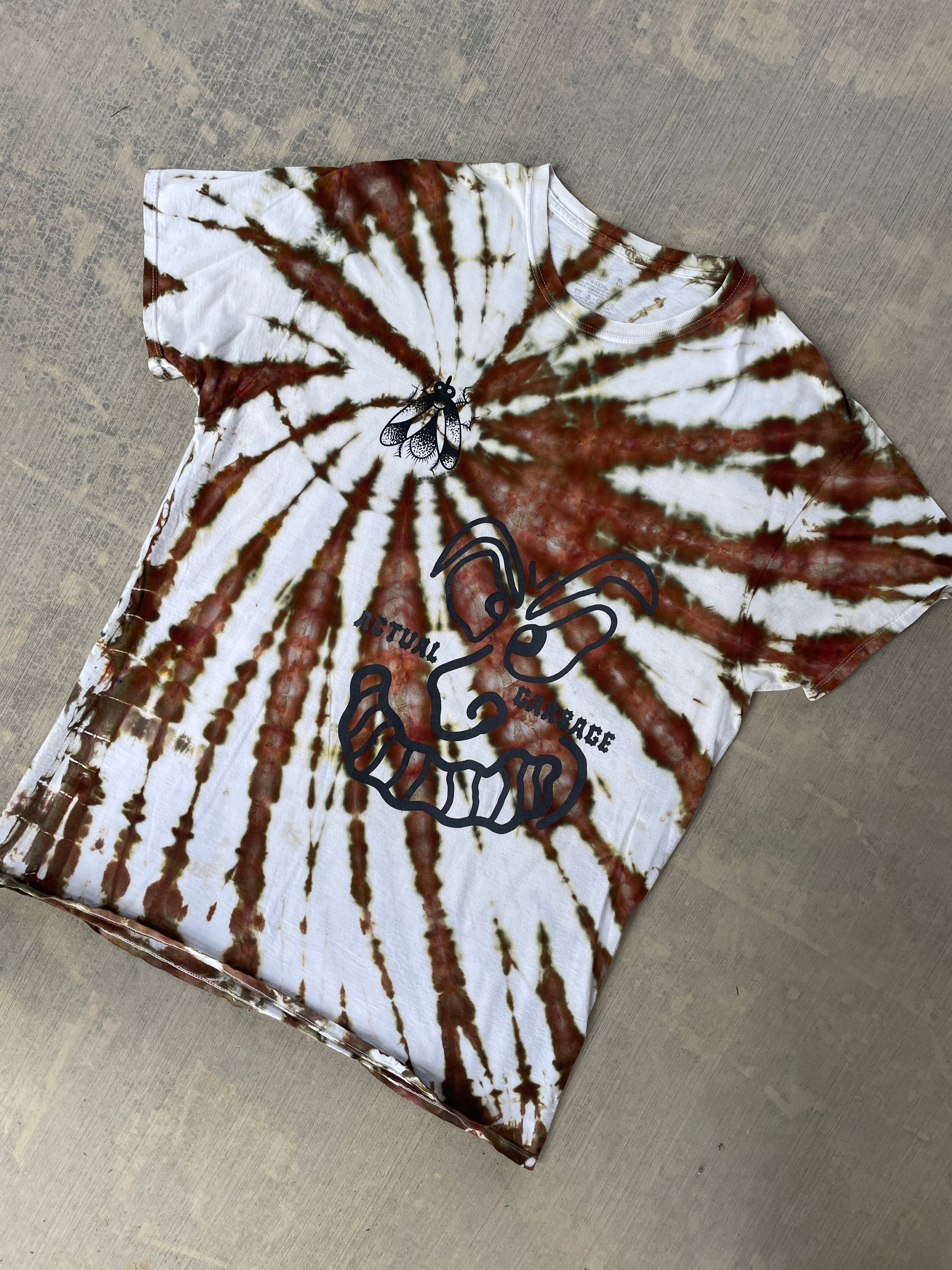 XL Men’s Actual Garbage Tan and Brown Tie Dye Short Sleeve T-Shirt