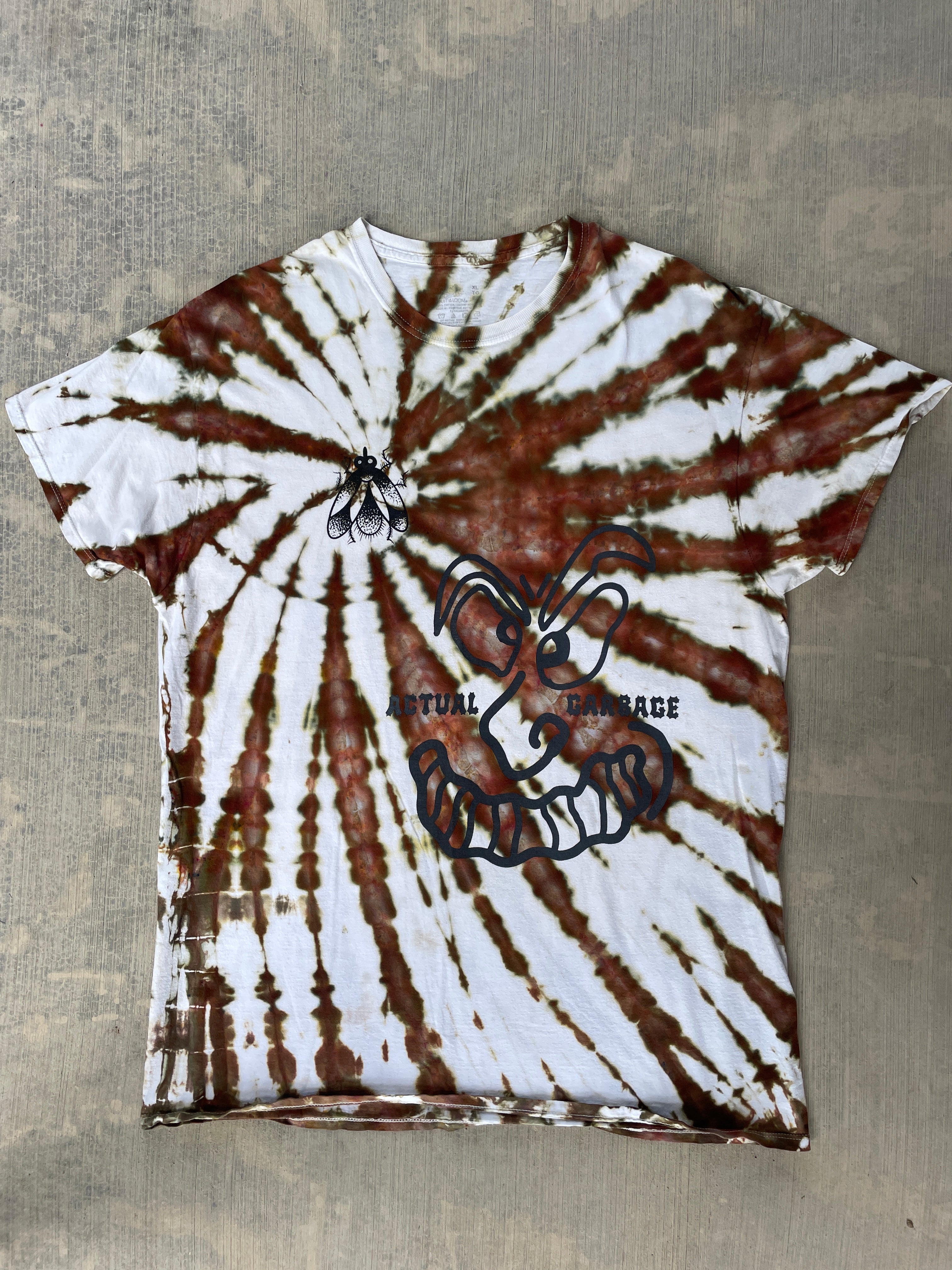XL Men’s Actual Garbage Tan and Brown Tie Dye Short Sleeve T-Shirt