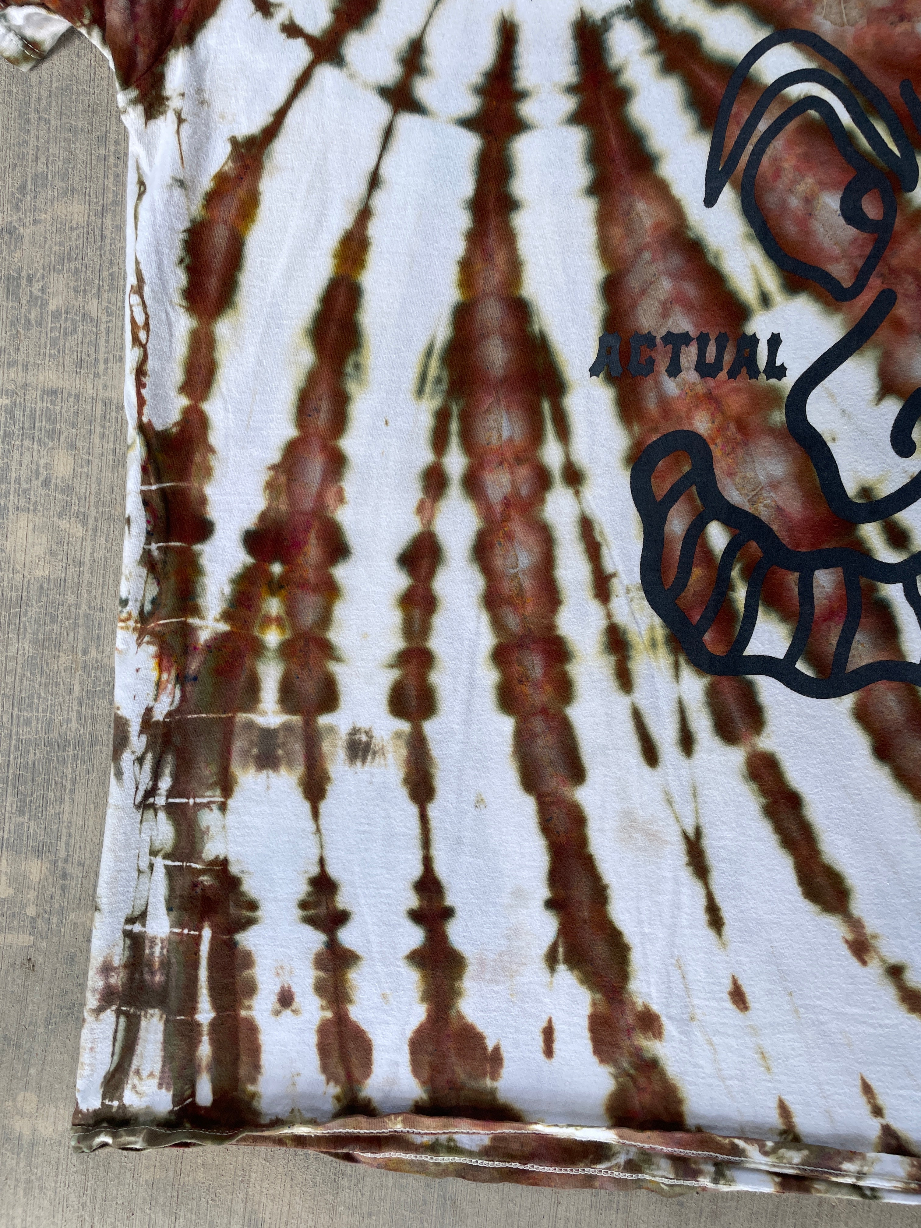 XL Men’s Actual Garbage Tan and Brown Tie Dye Short Sleeve T-Shirt