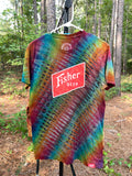 NEW Fisher Beer Rainbow Handmade Reverse Tie Dye Short Sleeve T-Shirt (Men's Medium)