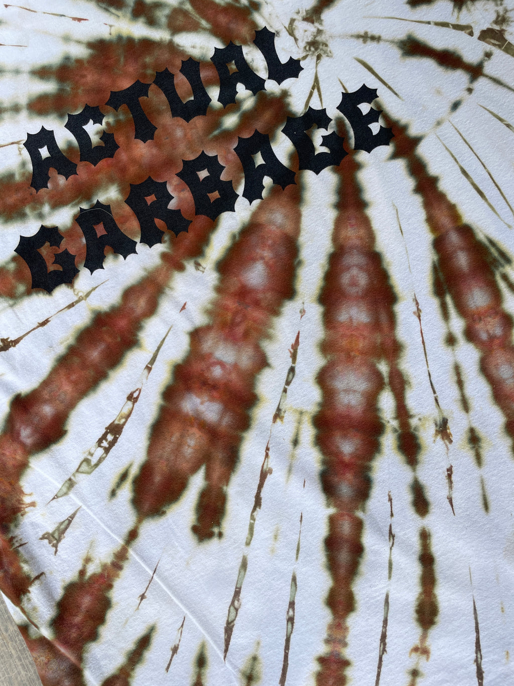 XL Men’s Actual Garbage Tan and Brown Tie Dye Short Sleeve T-Shirt