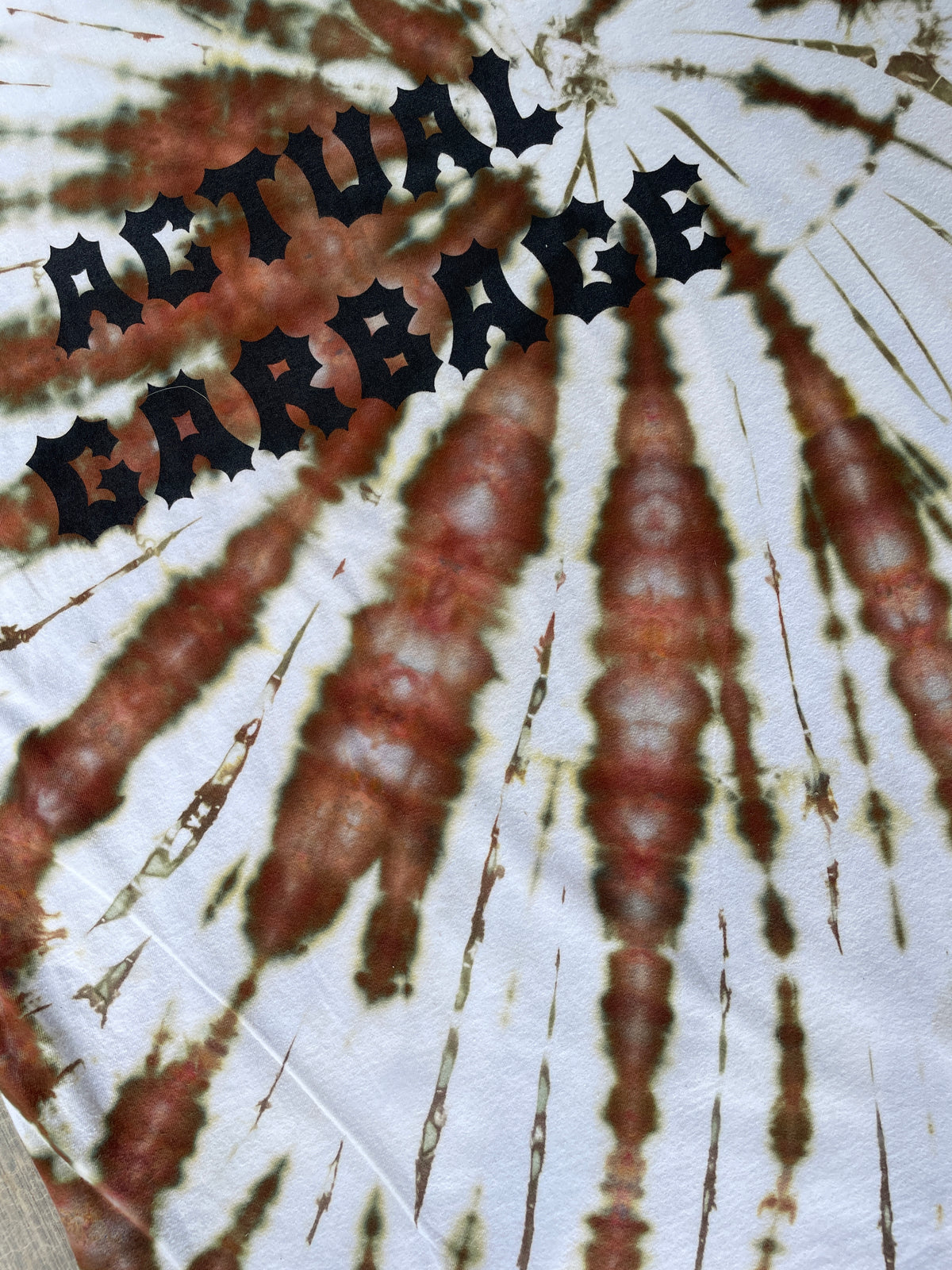 XL Men’s Actual Garbage Tan and Brown Tie Dye Short Sleeve T-Shirt