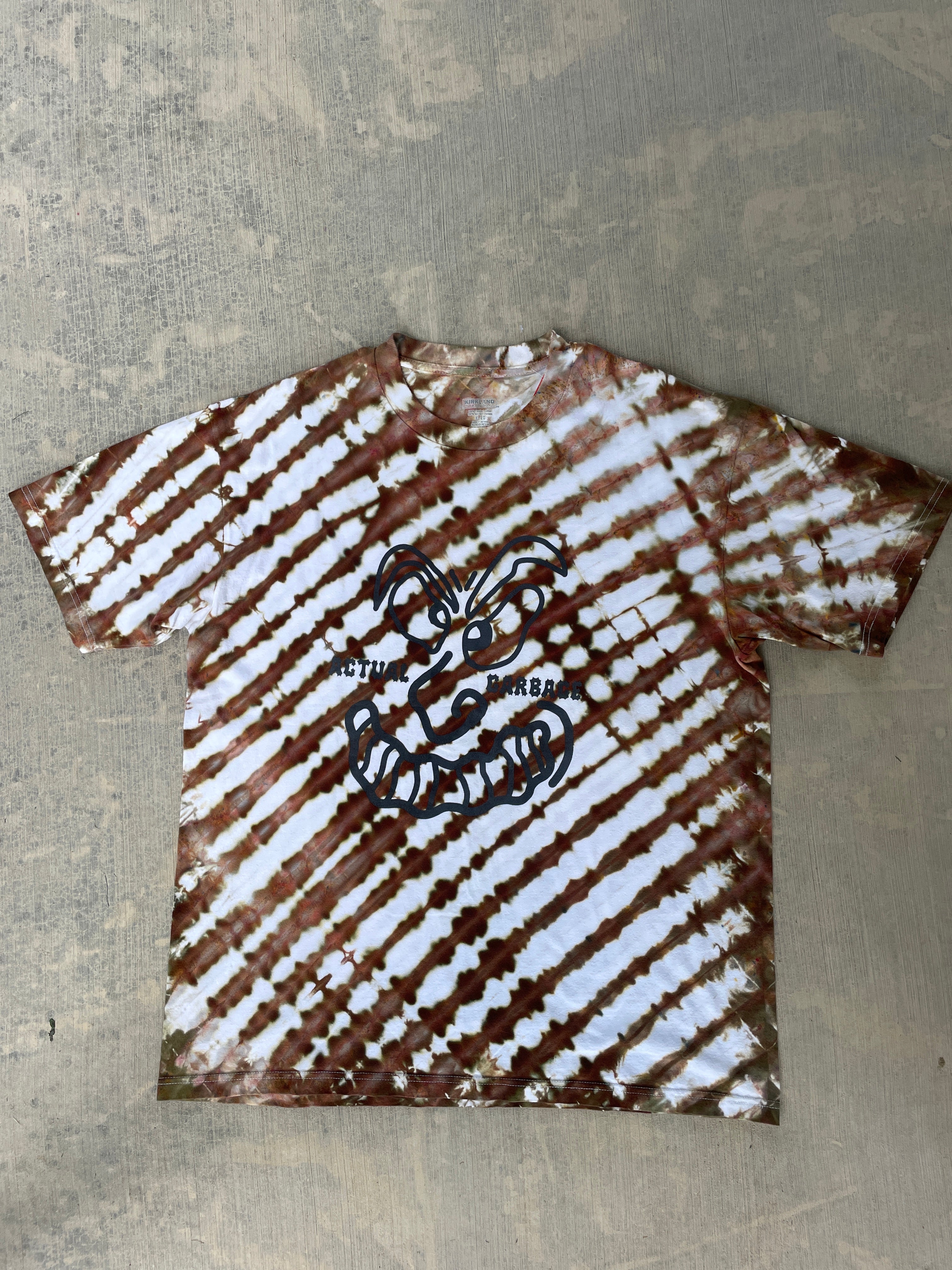 XL Men’s Actual Garbage Tan and Brown Tie Dye Short Sleeve T-Shirt