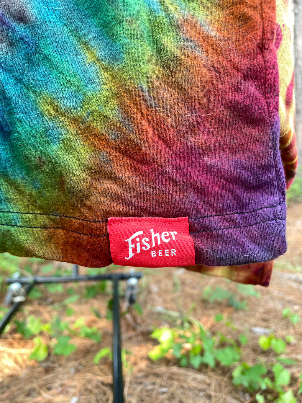 NEW Fisher Beer Rainbow Handmade Reverse Tie Dye Short Sleeve T-Shirt (Men's Medium)
