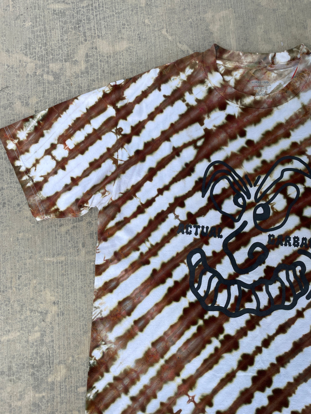 XL Men’s Actual Garbage Tan and Brown Tie Dye Short Sleeve T-Shirt
