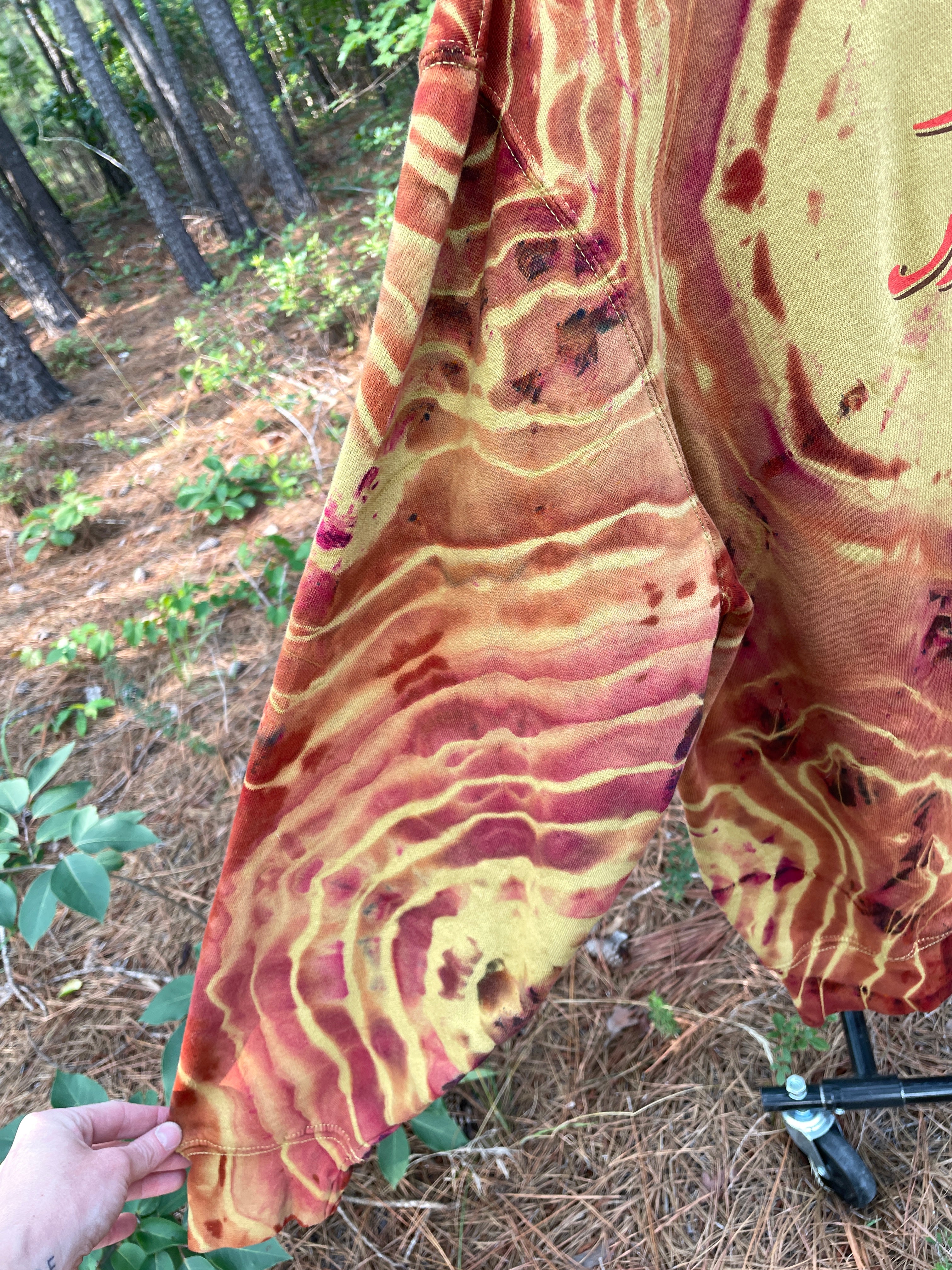 Fisher Beer Brown and Gold Handmade Reverse Tie Dye Crewneck Sweatshirt (Men's Large)