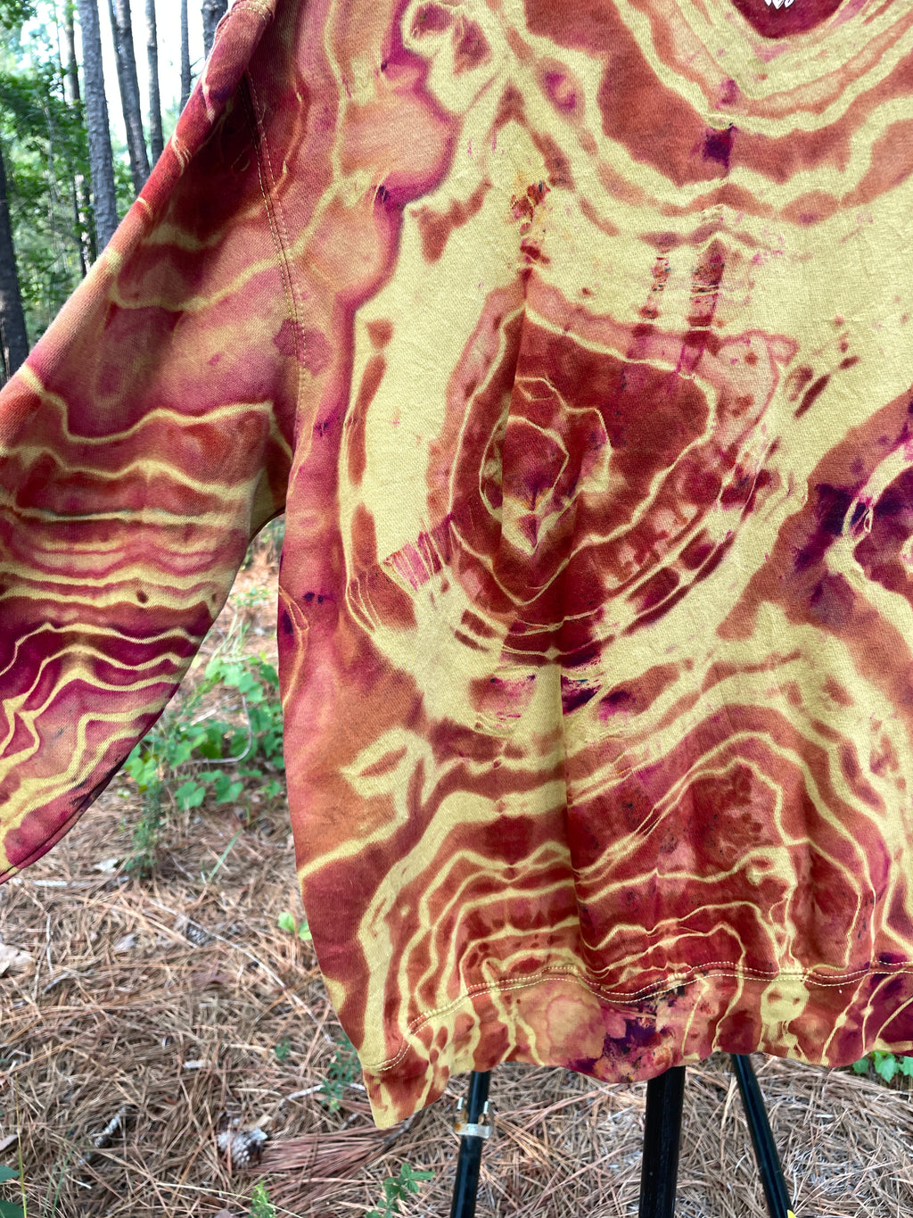 Fisher Beer Brown and Gold Handmade Reverse Tie Dye Crewneck Sweatshirt (Men's Large)