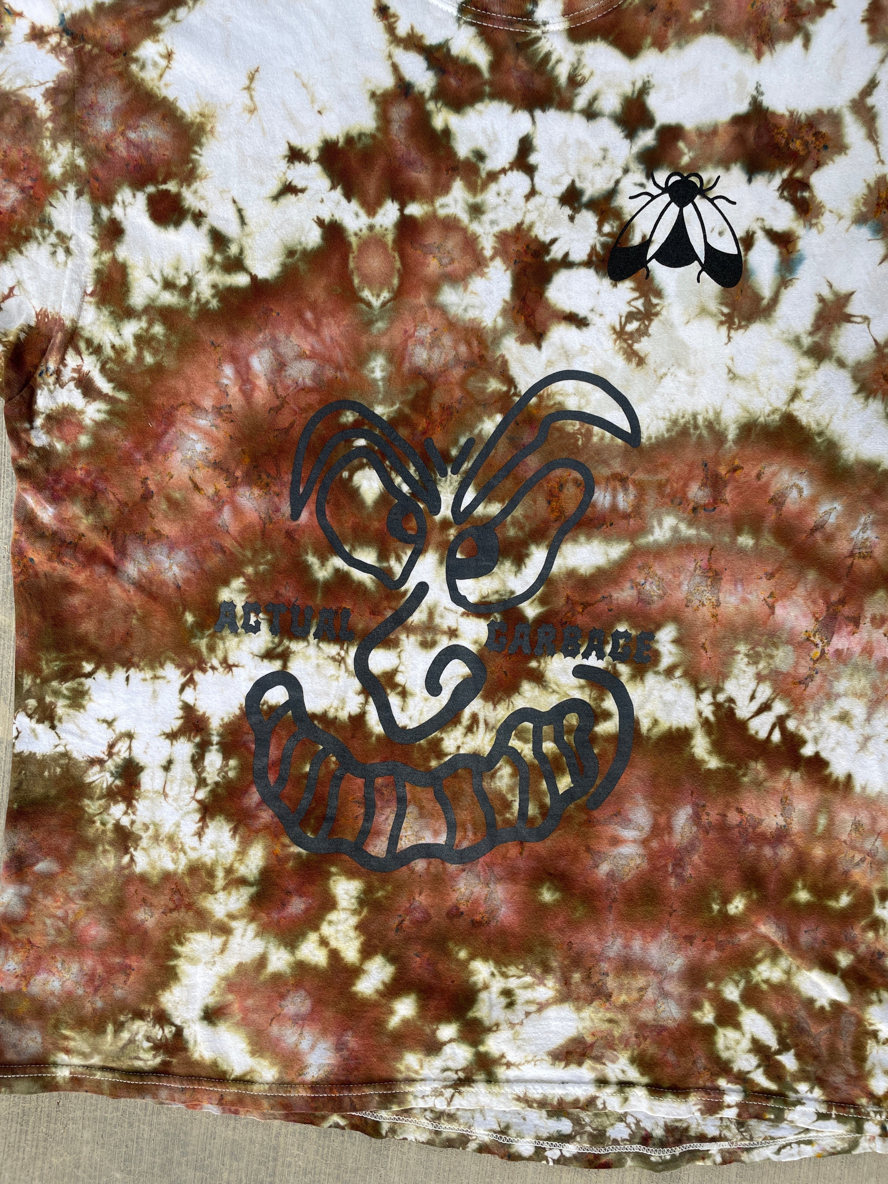 XL Men’s Actual Garbage Tan and Brown Tie Dye Short Sleeve T-Shirt