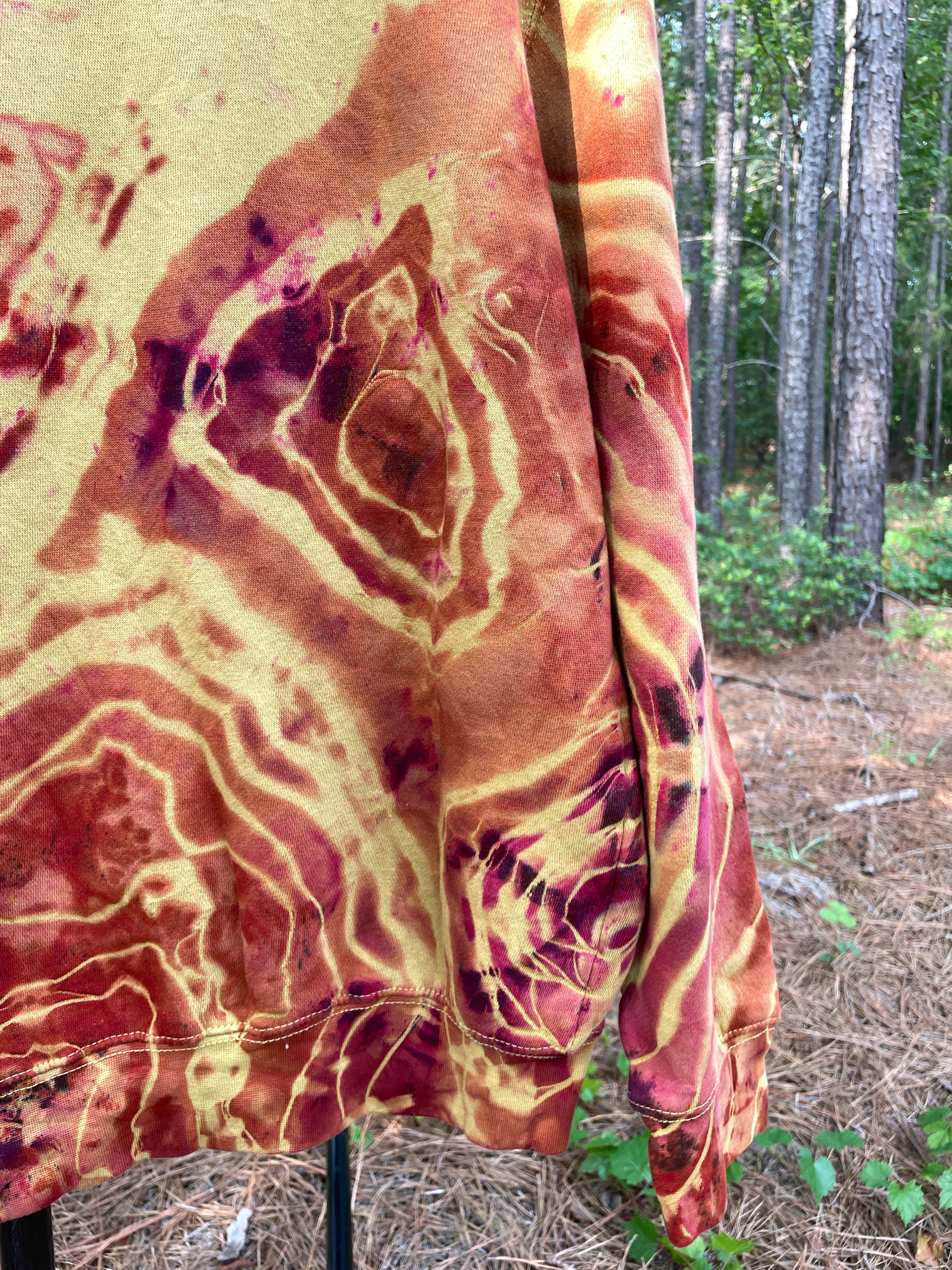 Fisher Beer Brown and Gold Handmade Reverse Tie Dye Crewneck Sweatshirt (Men's Large)