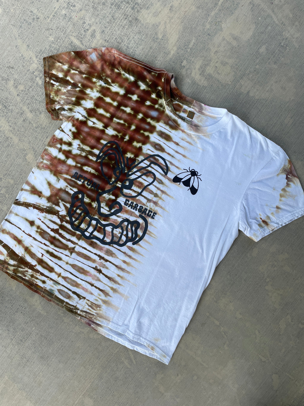 XL Men’s Actual Garbage Tan and Brown Tie Dye Short Sleeve T-Shirt