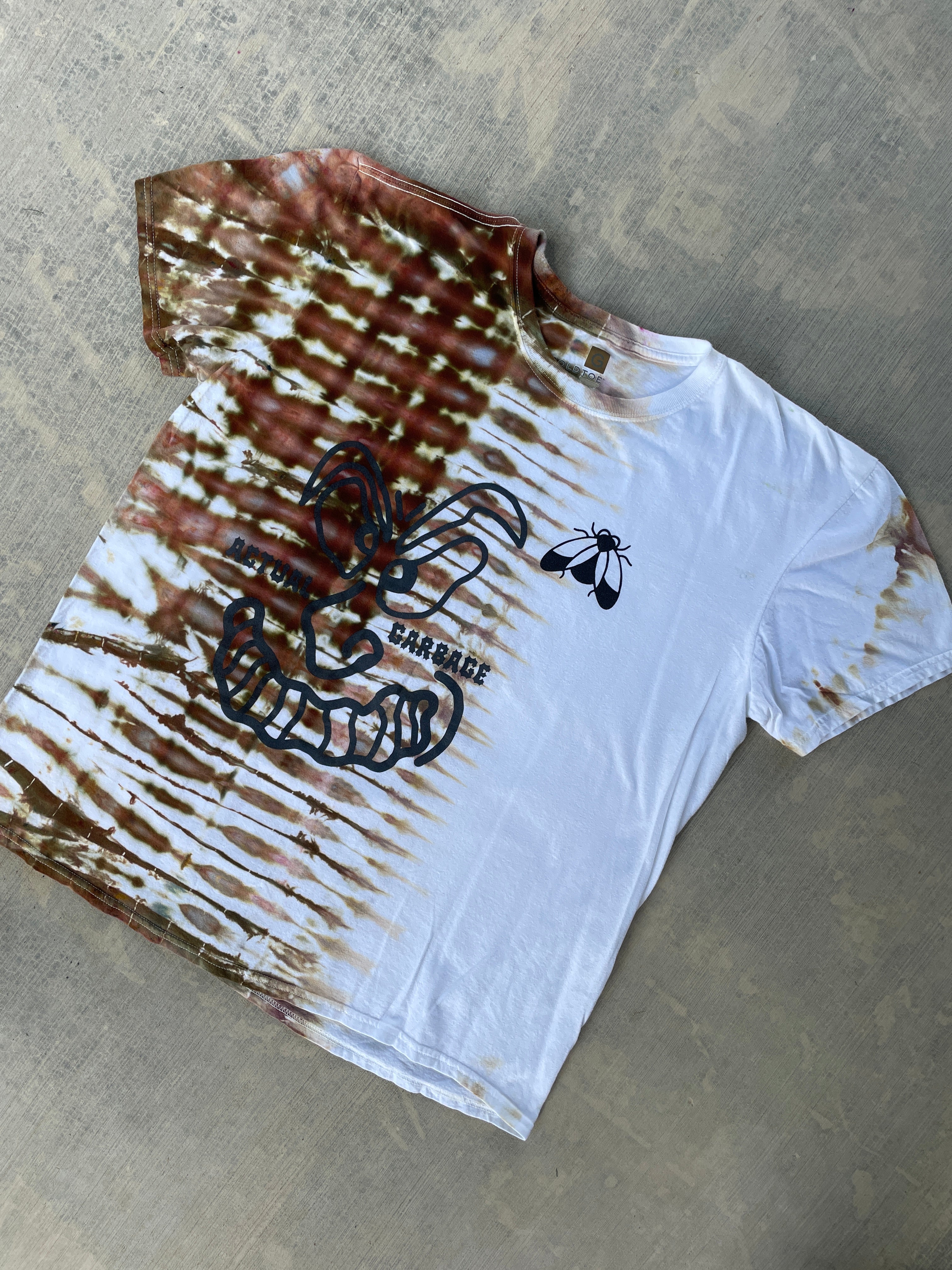 XL Men’s Actual Garbage Tan and Brown Tie Dye Short Sleeve T-Shirt