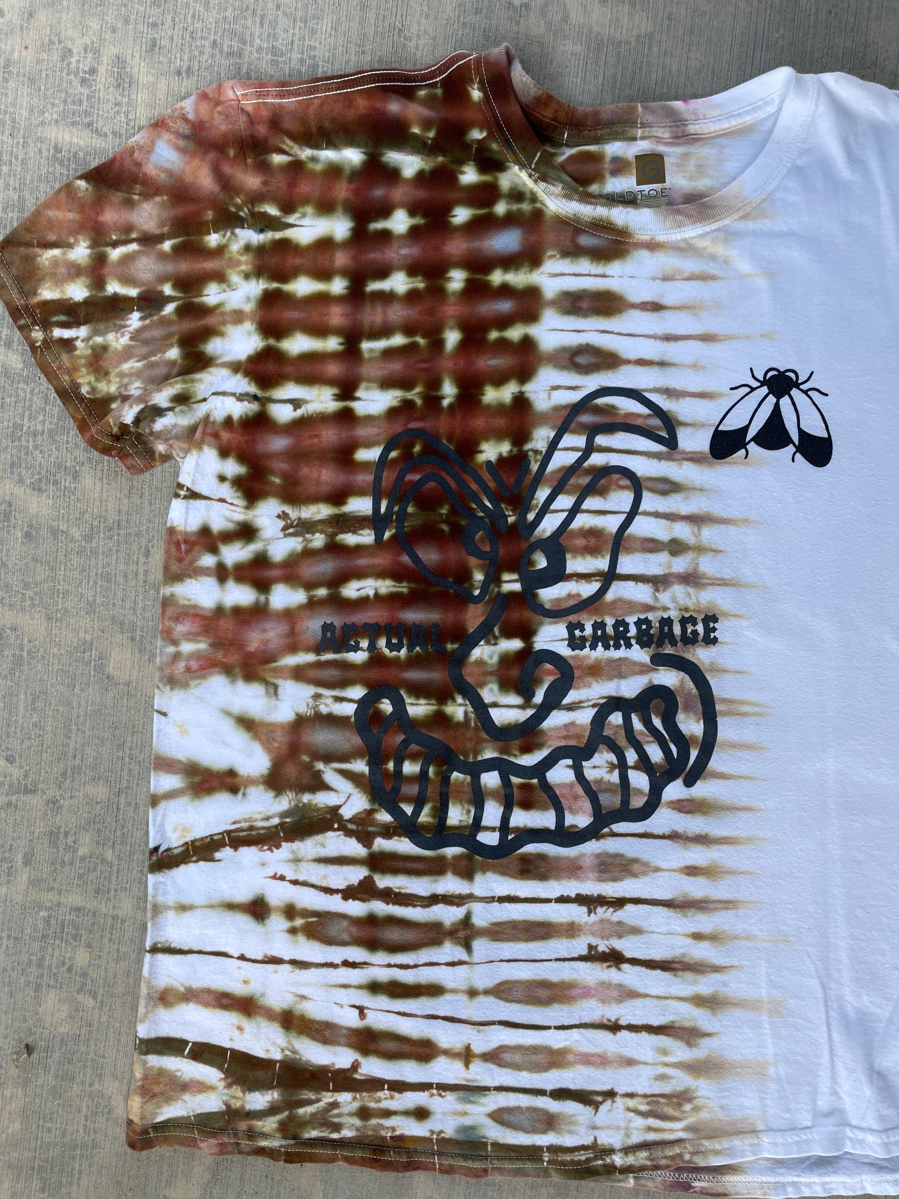 XL Men’s Actual Garbage Tan and Brown Tie Dye Short Sleeve T-Shirt