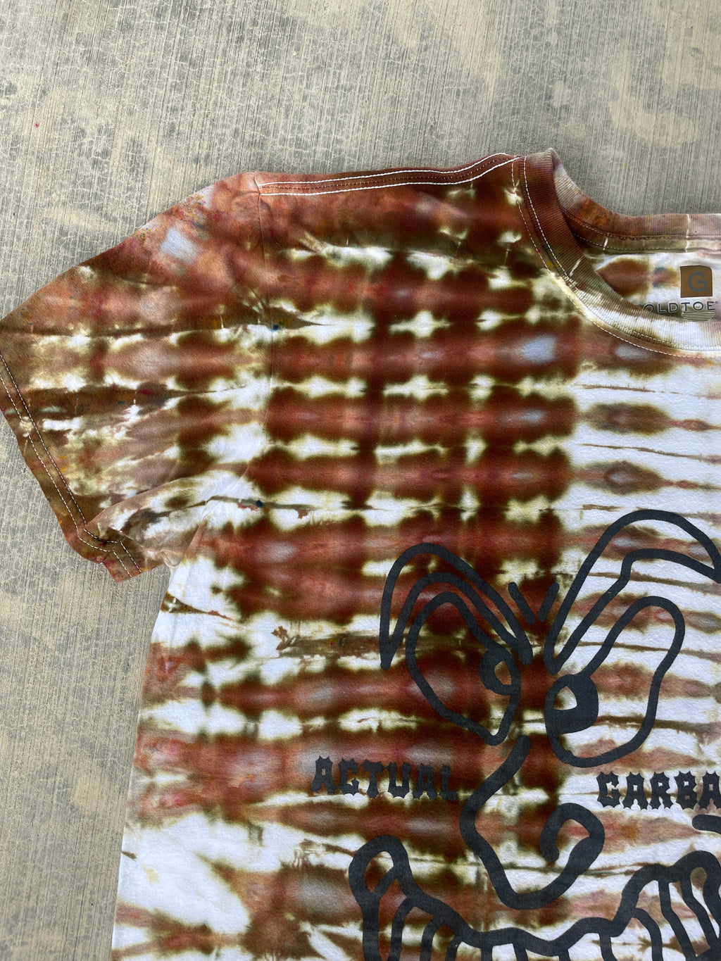 XL Men’s Actual Garbage Tan and Brown Tie Dye Short Sleeve T-Shirt