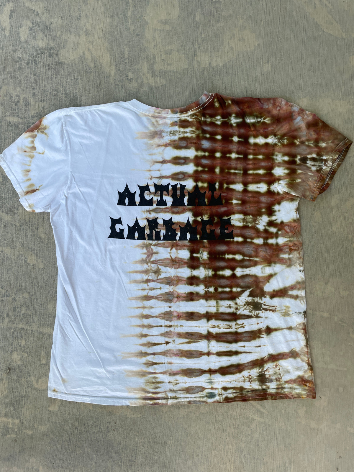 XL Men’s Actual Garbage Tan and Brown Tie Dye Short Sleeve T-Shirt