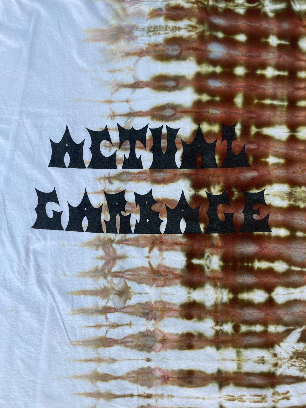 XL Men’s Actual Garbage Tan and Brown Tie Dye Short Sleeve T-Shirt