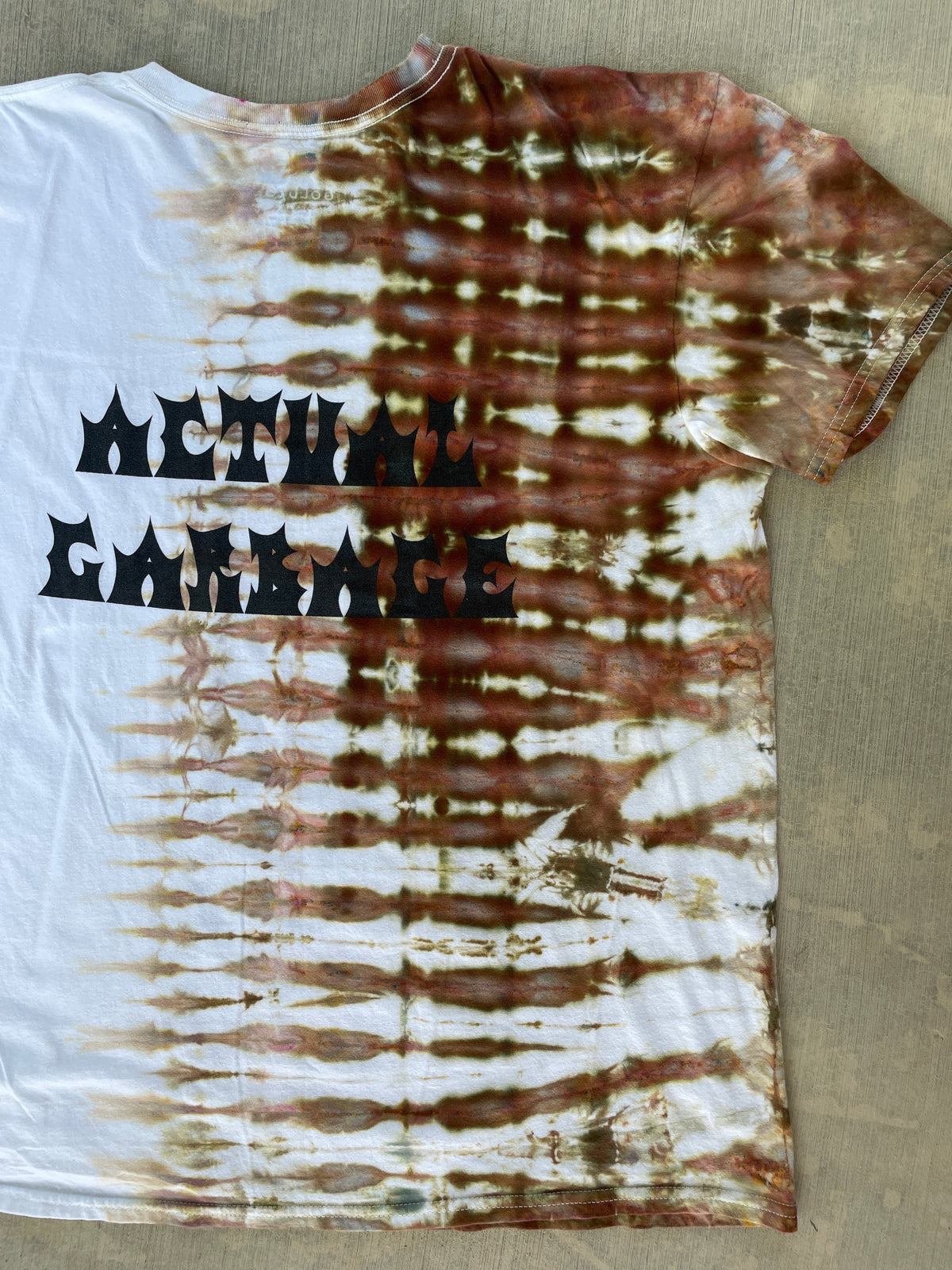 XL Men’s Actual Garbage Tan and Brown Tie Dye Short Sleeve T-Shirt