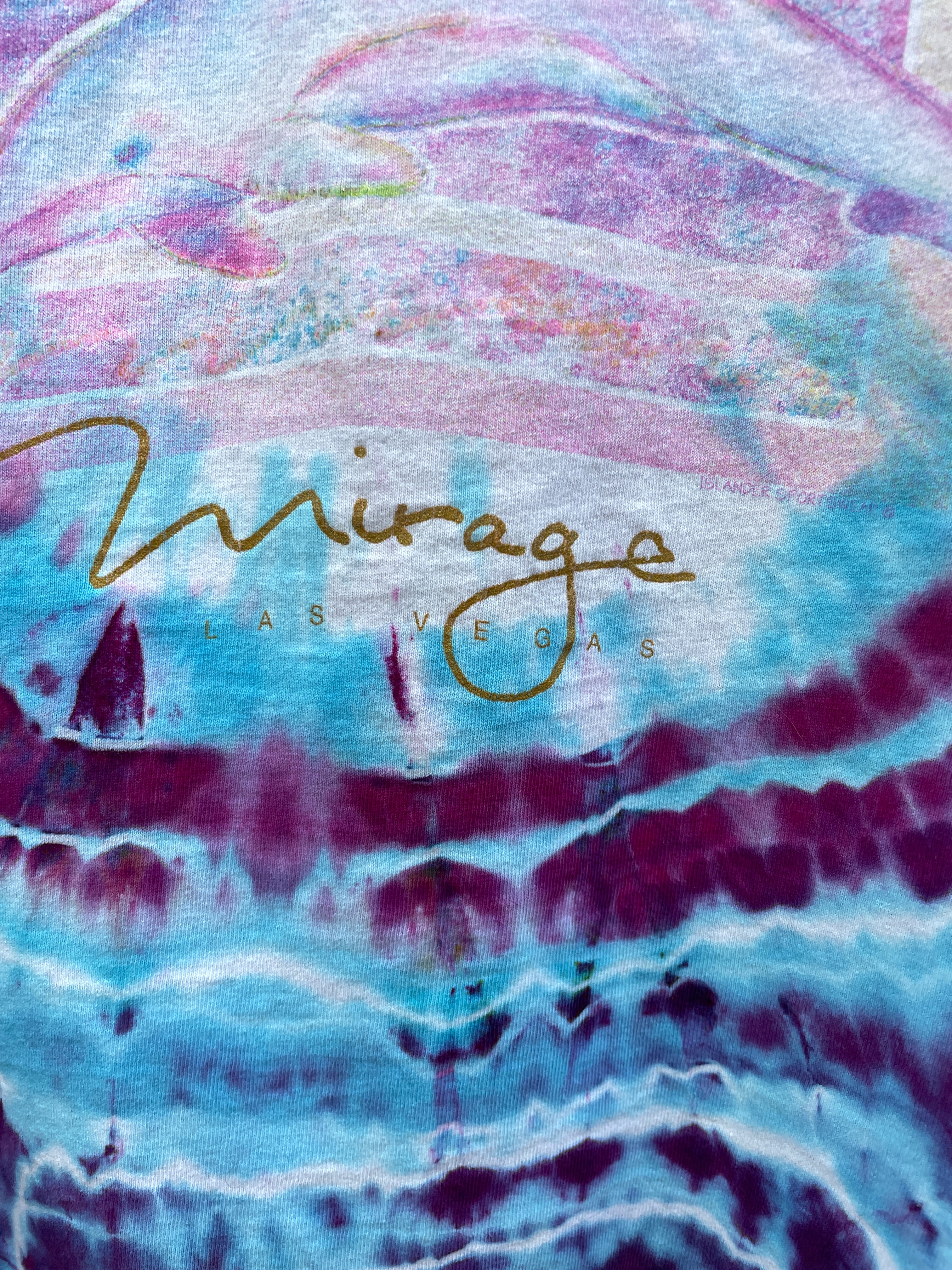 Dolphin Pod Pink and Purple Hand-Tie Dyed Short Sleeve T-Shirt (Men's L/XL)