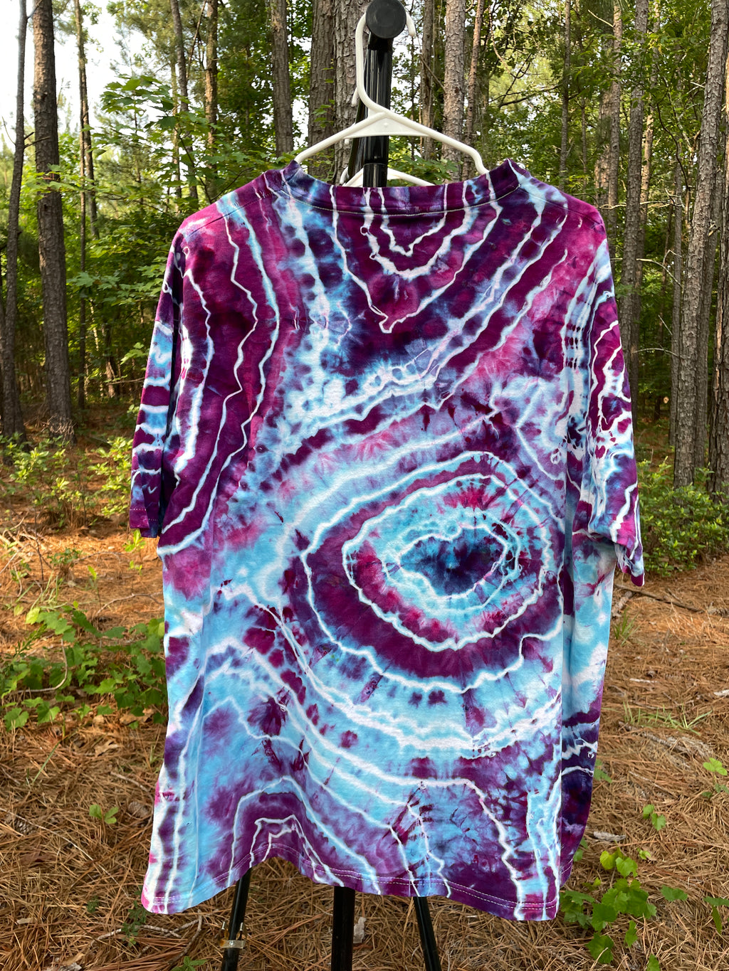 Dolphin Pod Pink and Purple Hand-Tie Dyed Short Sleeve T-Shirt (Men's L/XL)