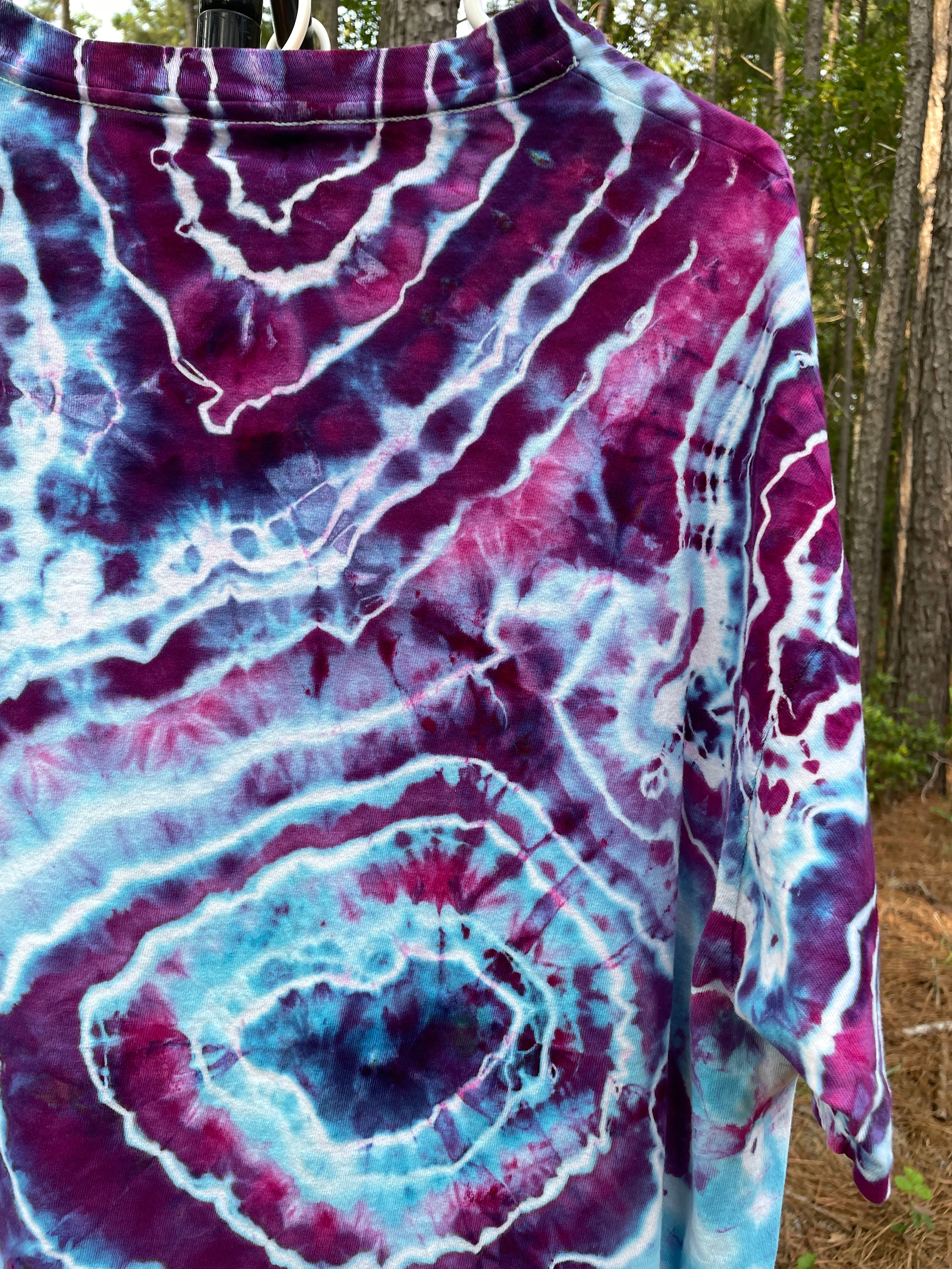 Dolphin Pod Pink and Purple Hand-Tie Dyed Short Sleeve T-Shirt (Men's L/XL)