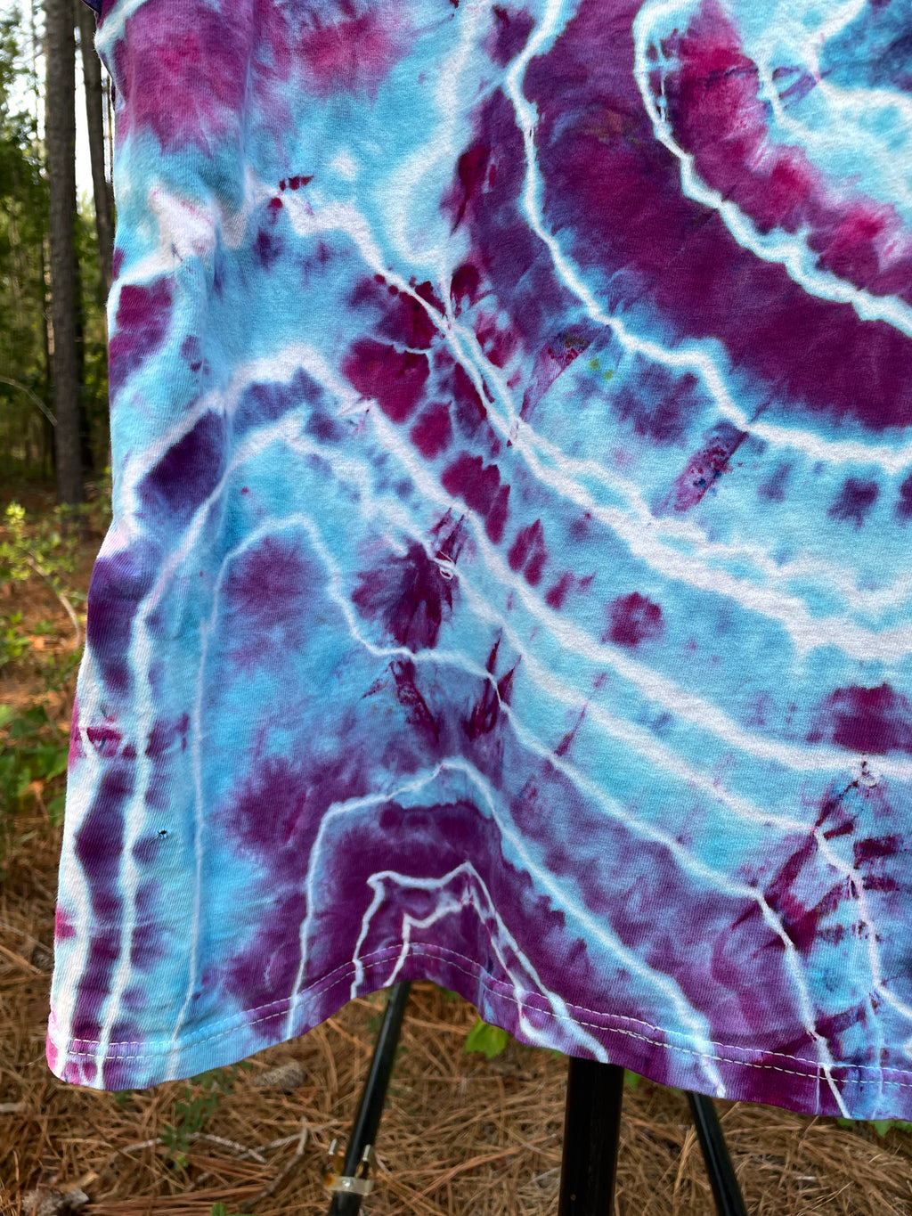 Dolphin Pod Pink and Purple Hand-Tie Dyed Short Sleeve T-Shirt (Men's L/XL)