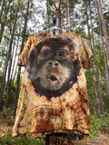 Chimpanzee Brown and Gold Hand-Tie Dyed Short Sleeve T-Shirt (Men's Large)