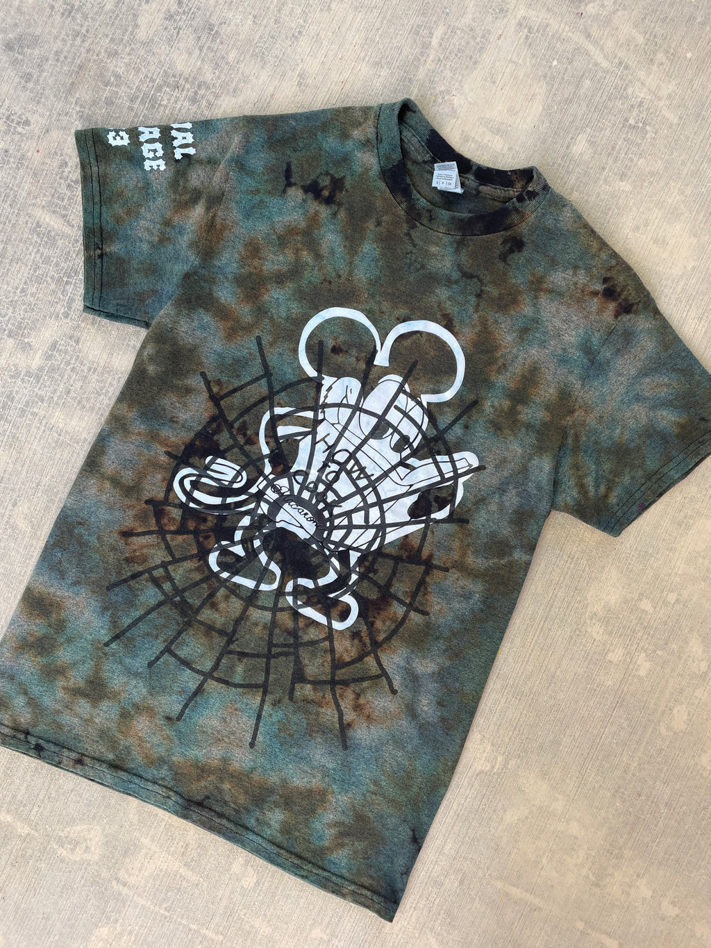Small Men’s Mickey Mouse "How to Cook" Meth & Macaroni Reverse Tie Dye T-Shirt