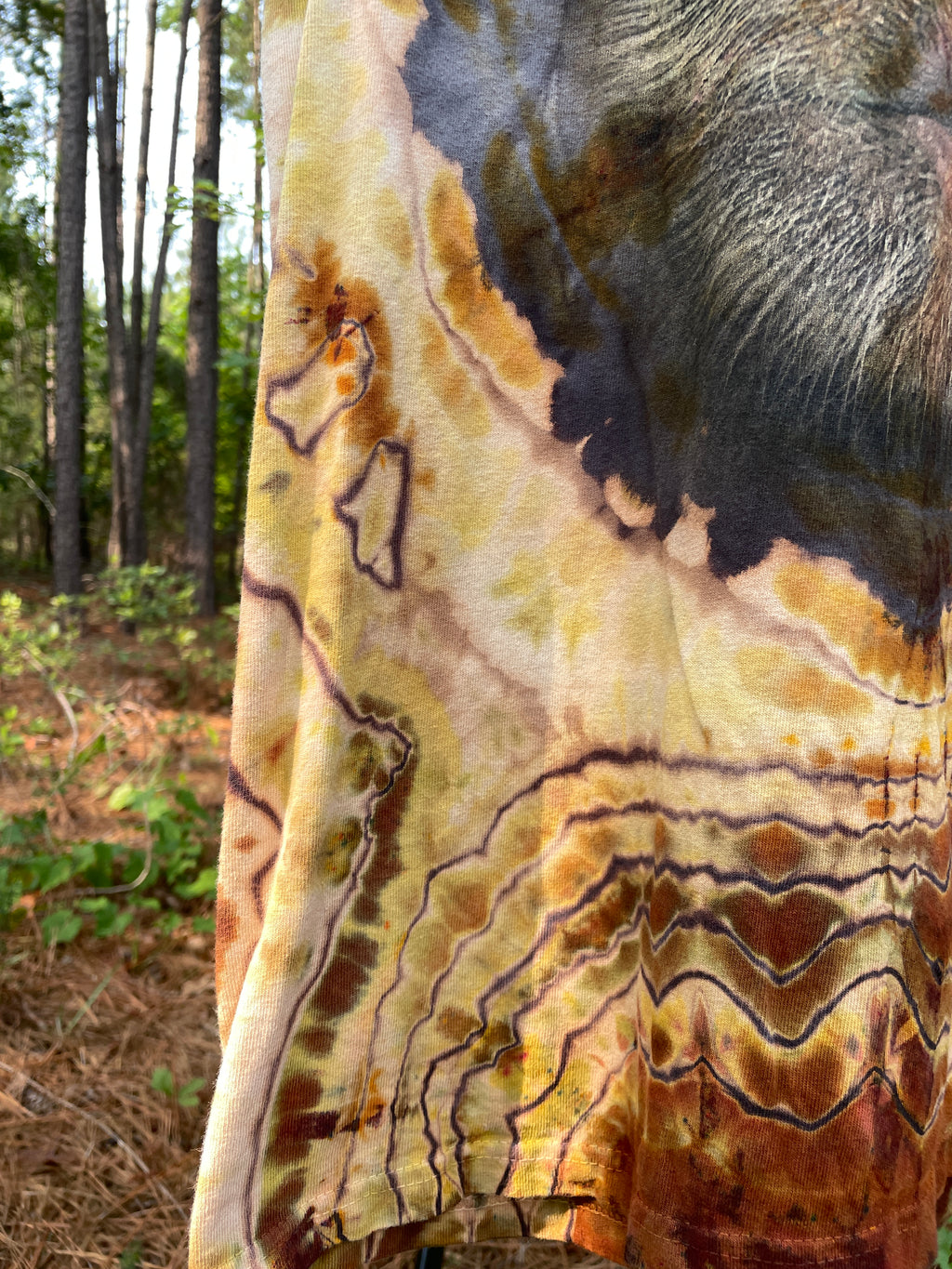 Chimpanzee Brown and Gold Hand-Tie Dyed Short Sleeve T-Shirt (Men's Large)
