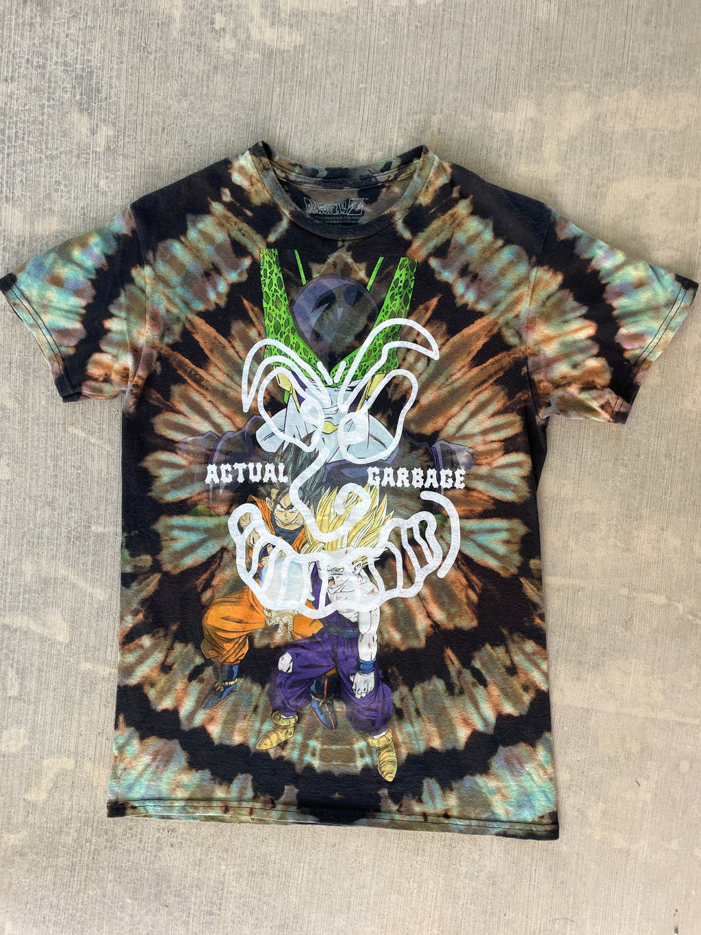 Small Men’s Actual Garbage Dragonball-Z Reverse Tie Dye T-Shirt