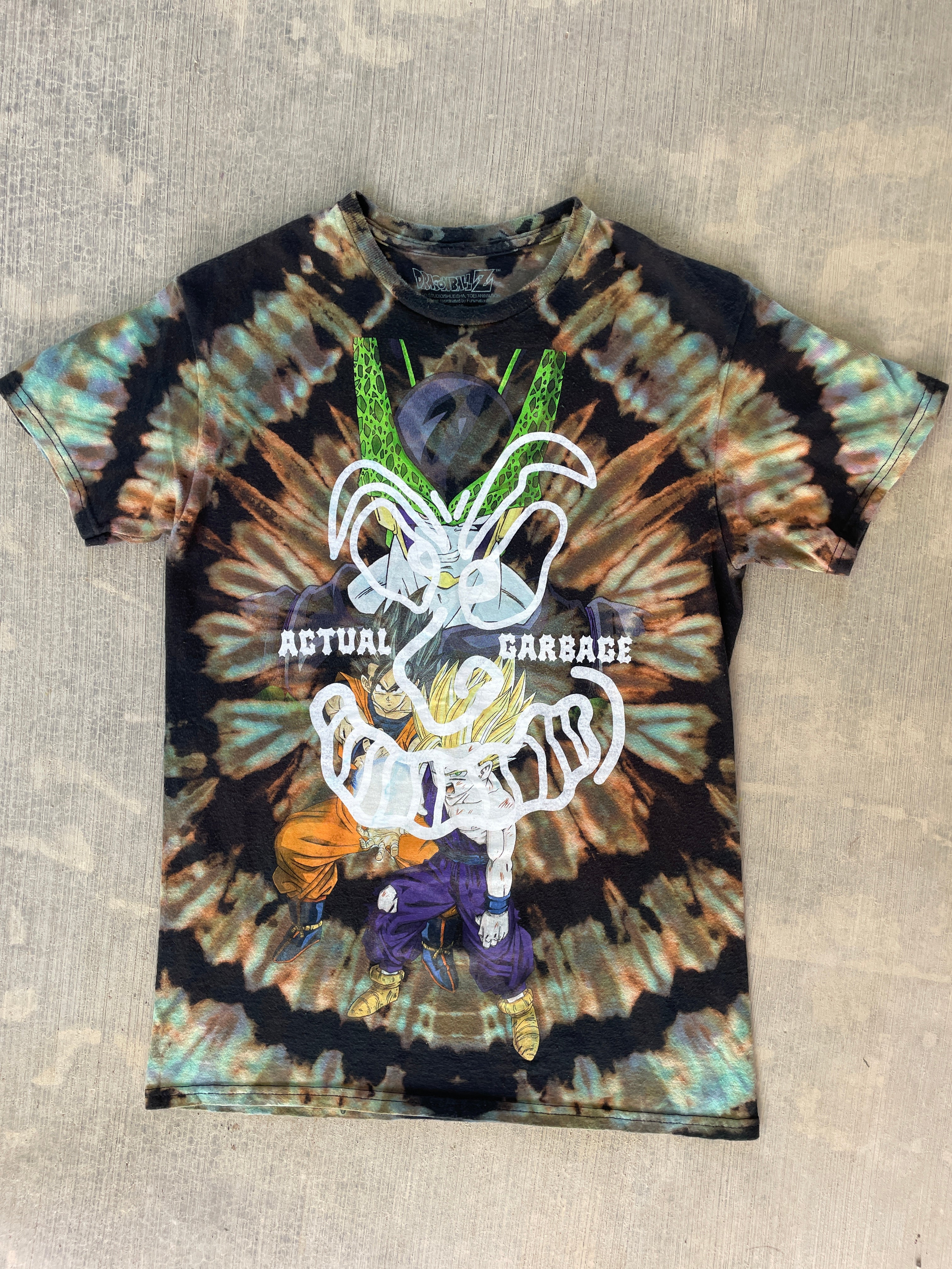 Small Men’s Actual Garbage Dragonball-Z Reverse Tie Dye T-Shirt