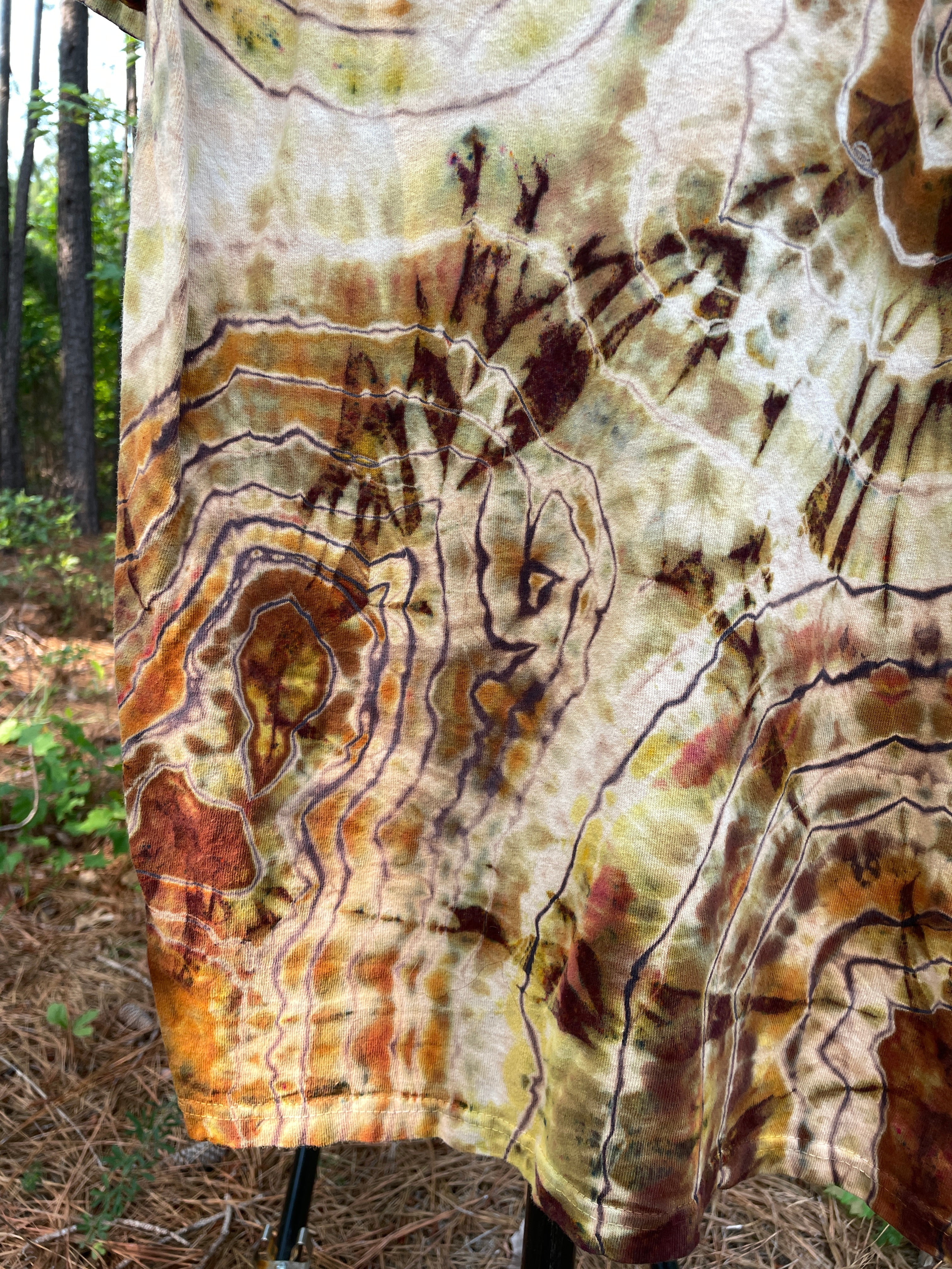 Chimpanzee Brown and Gold Hand-Tie Dyed Short Sleeve T-Shirt (Men's Large)