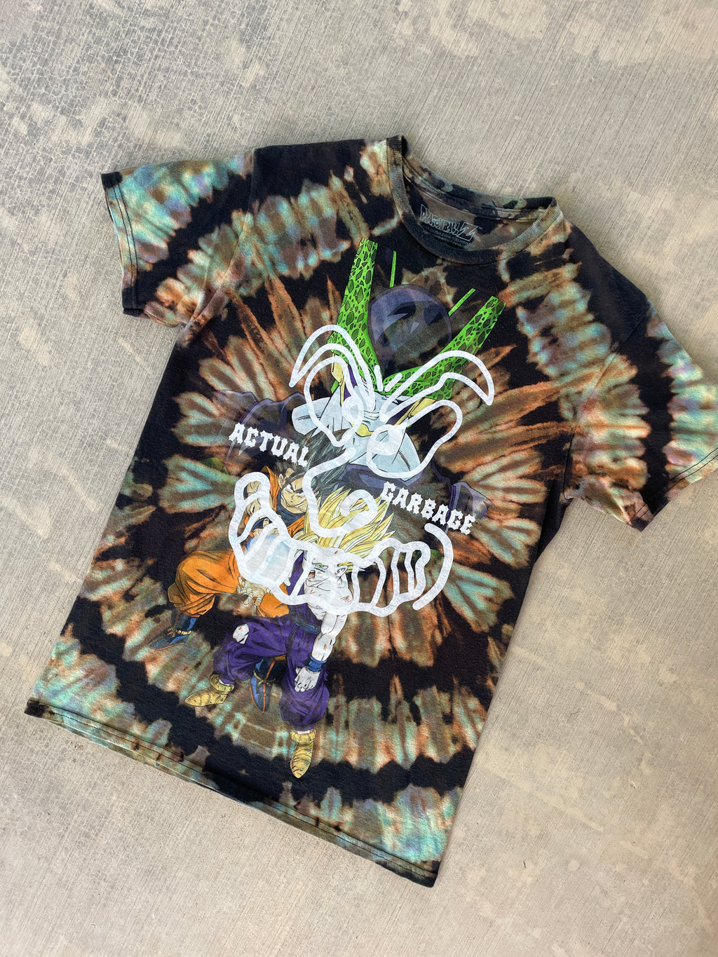 Small Men’s Actual Garbage Dragonball-Z Reverse Tie Dye T-Shirt