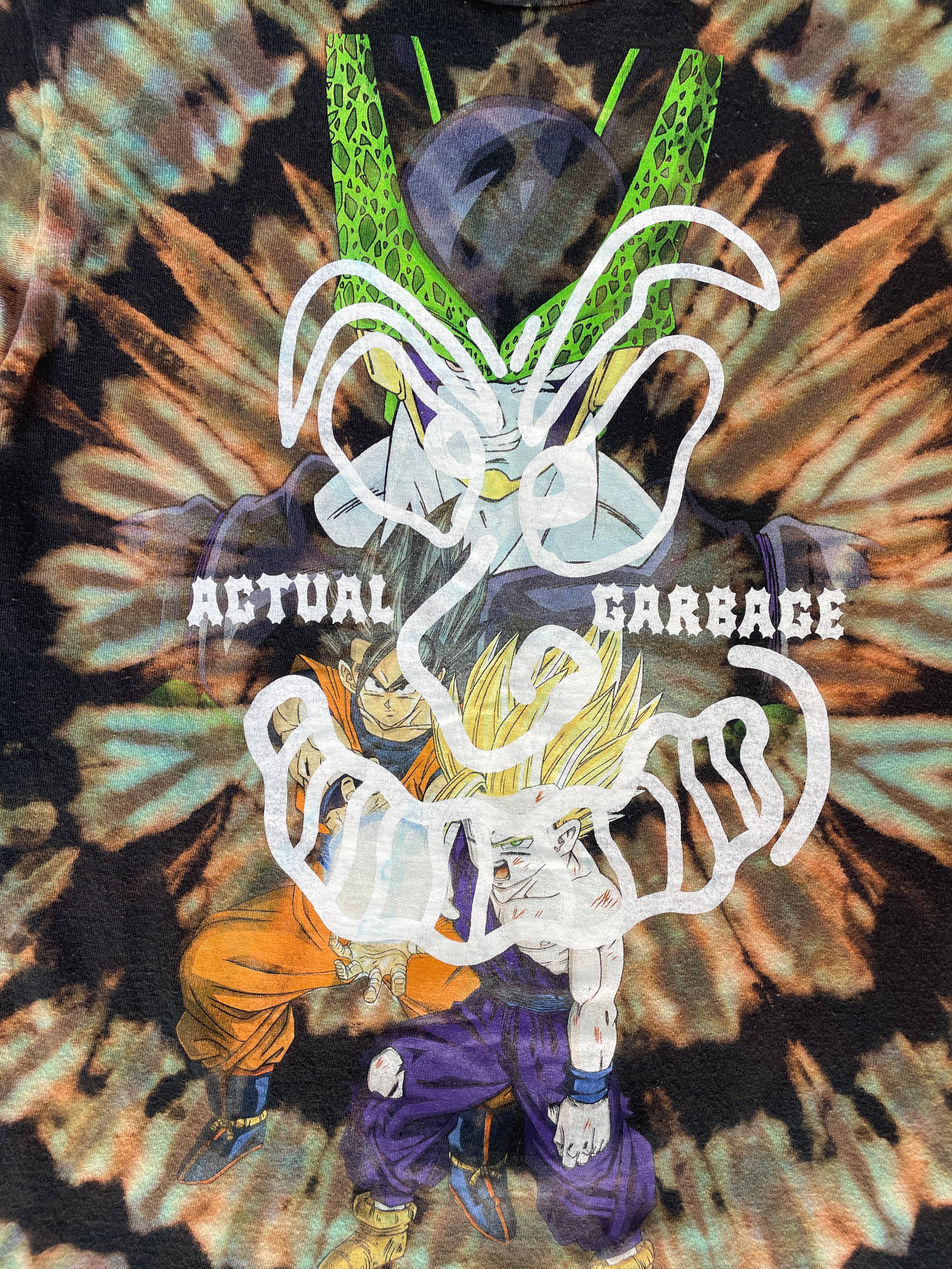 Small Men’s Actual Garbage Dragonball-Z Reverse Tie Dye T-Shirt