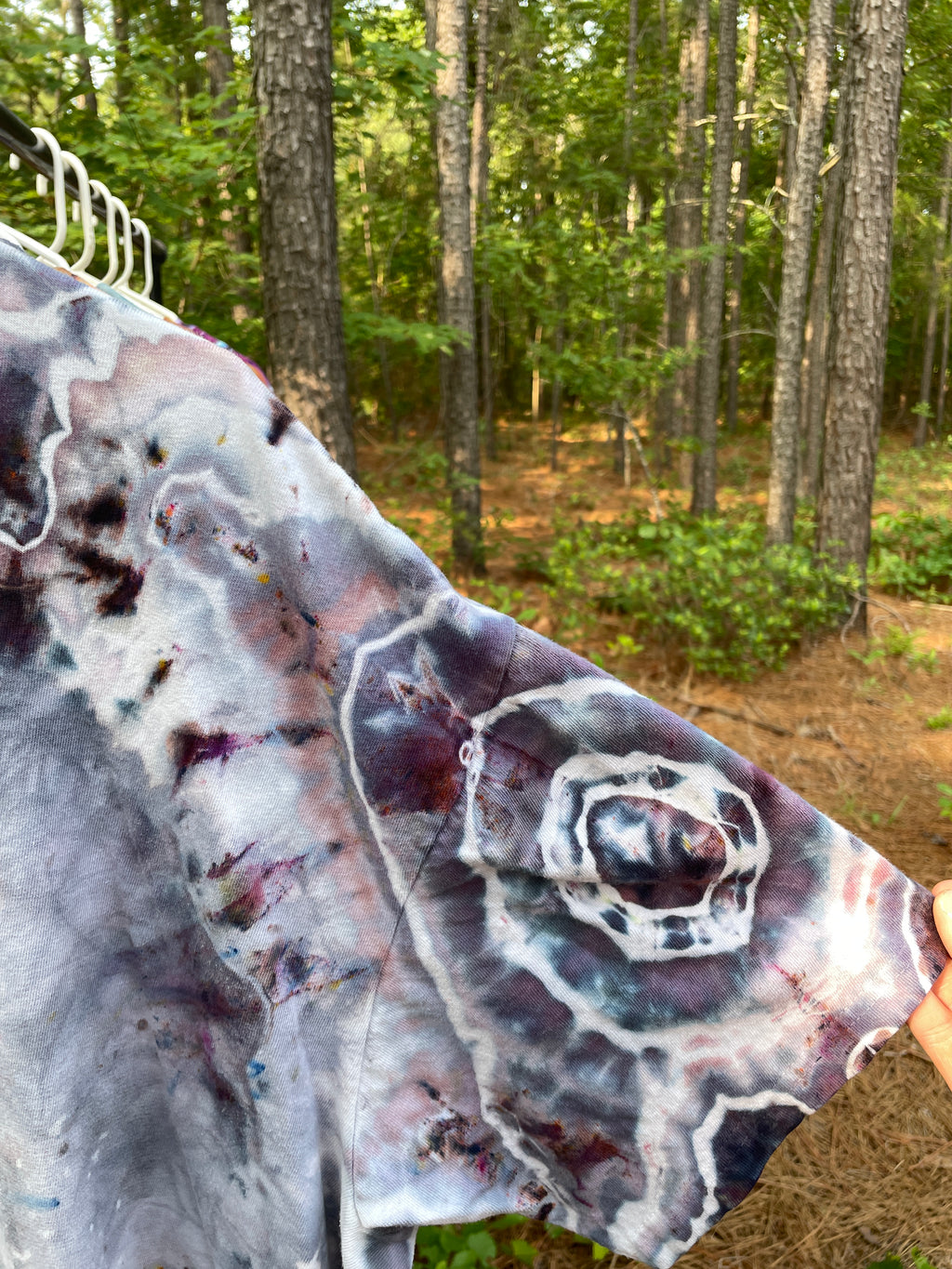 Gray and White Wolf Hand-Tie Dyed Short Sleeve T-Shirt (Men's 2XL)