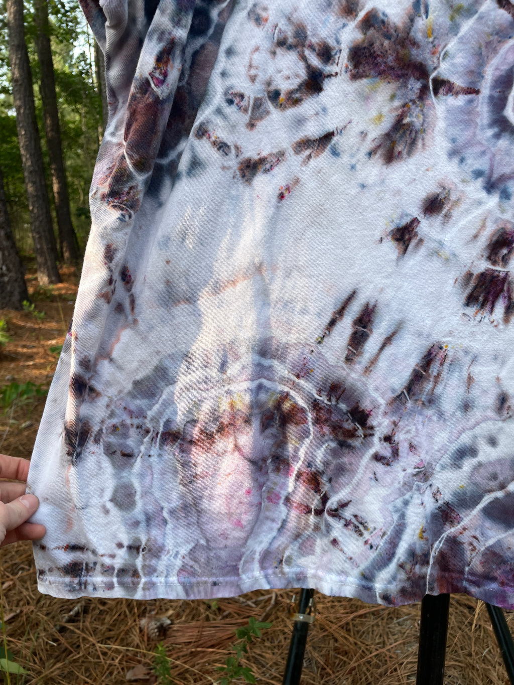 Gray and White Wolf Hand-Tie Dyed Short Sleeve T-Shirt (Men's 2XL)