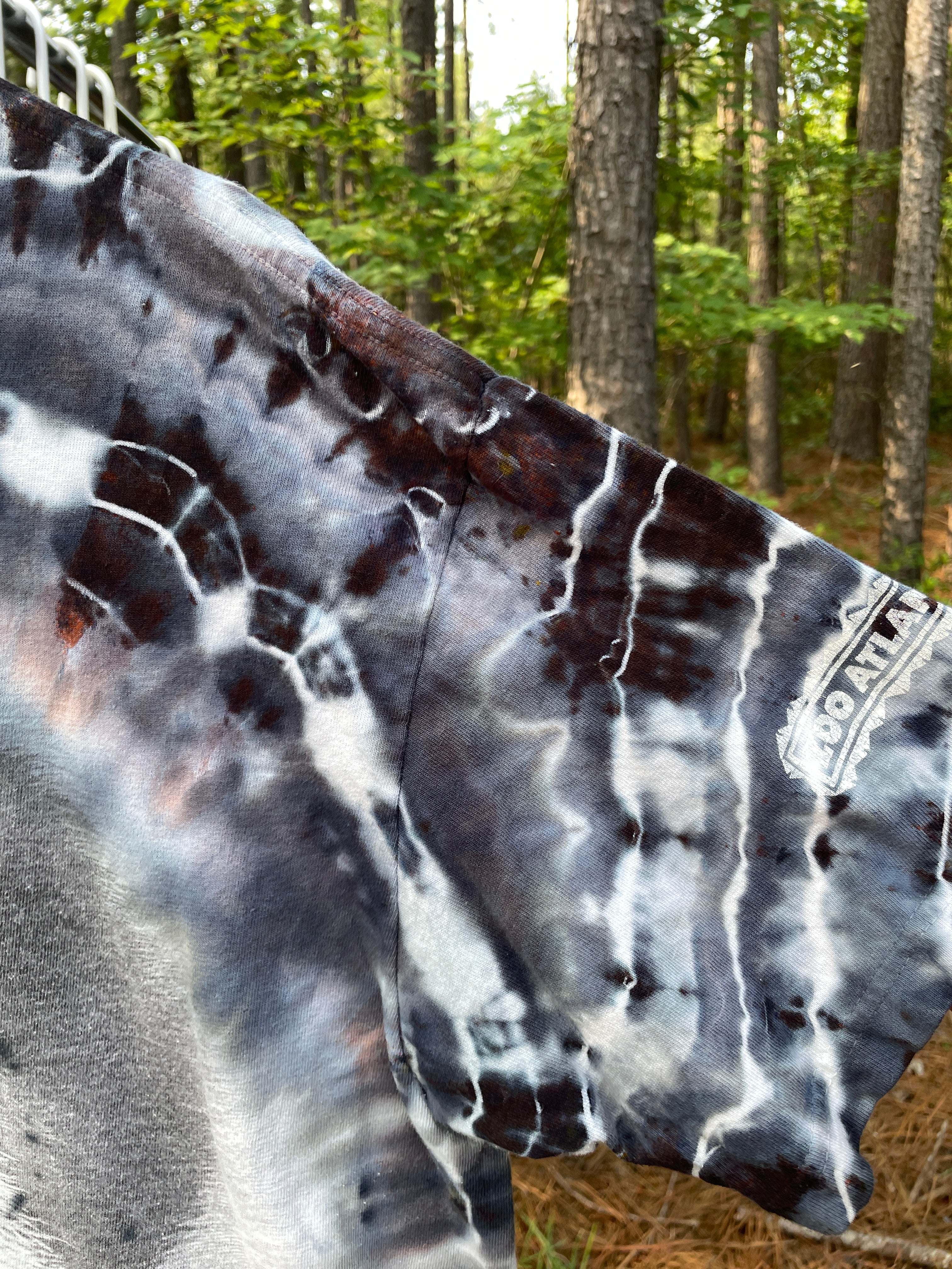 Panda Bear Black and White Hand-Tie Dyed Short Sleeve T-Shirt (Men's Large)