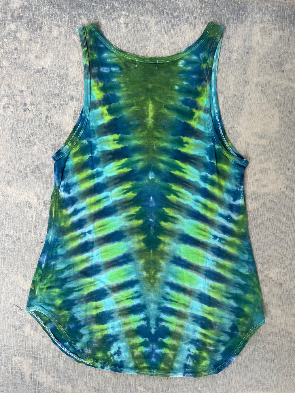 Hand-Printed Largemouth Bass Tie Dye Tank Top | Women's Size Small