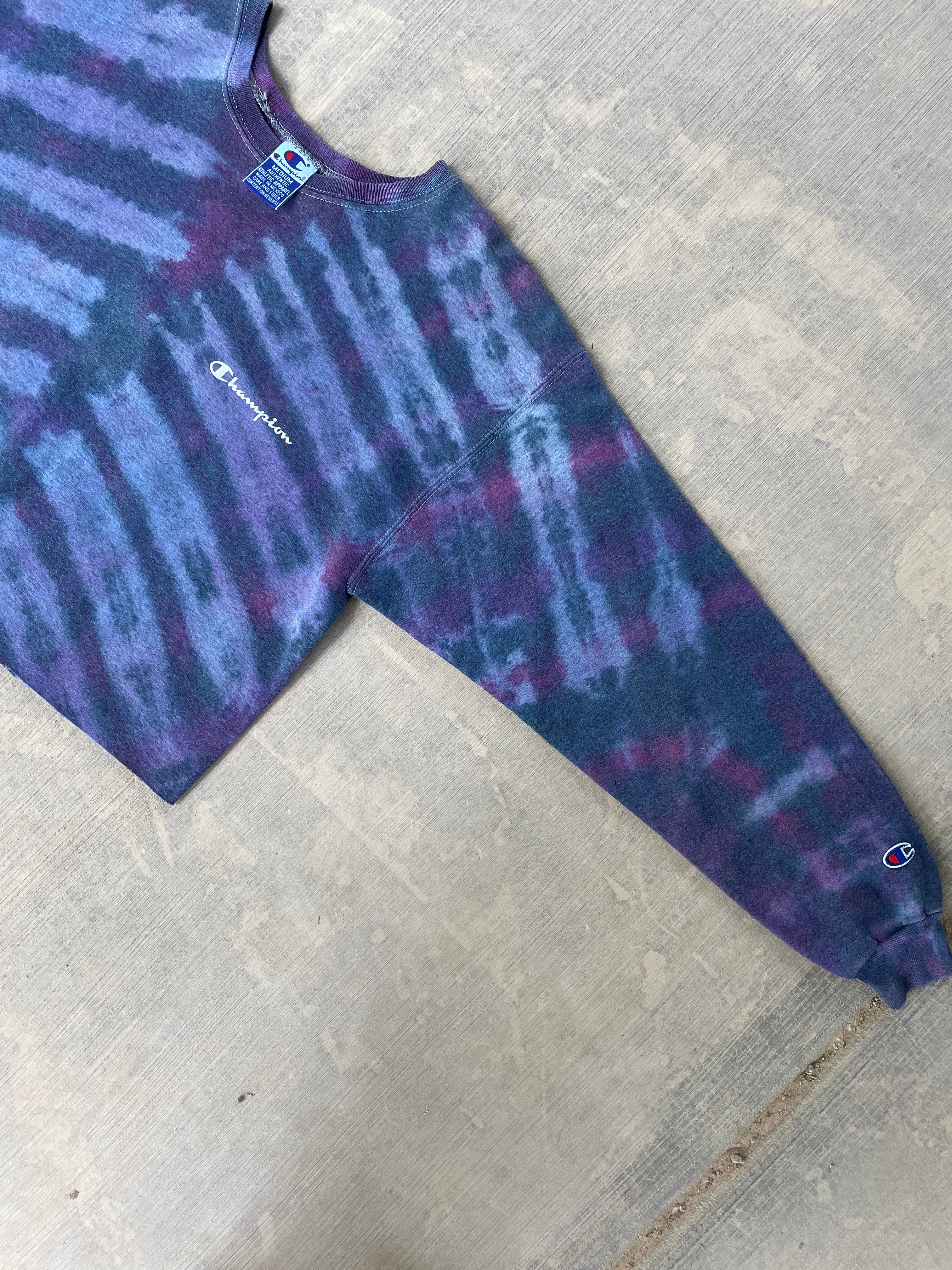 Women's Medium Champion Brand Upcycled Tie Dye Cropped Crewneck Sweatshirt