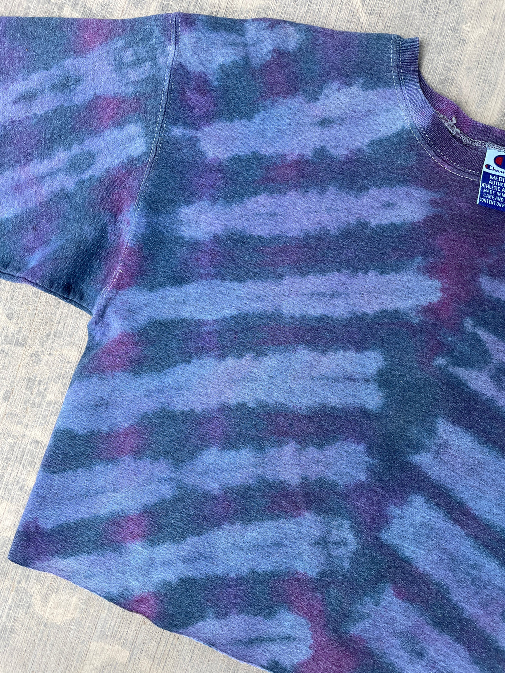Women's Medium Champion Brand Upcycled Tie Dye Cropped Crewneck Sweatshirt