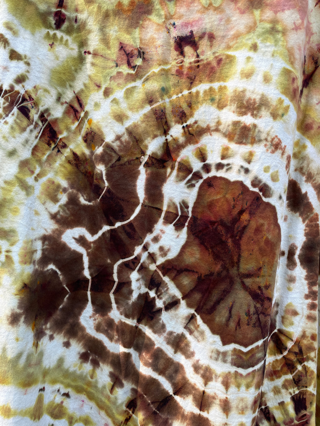 Grizzly Bear Brown and Yellow Hand-Tie Dyed Long Sleeve T-Shirt (Men's 2XL)