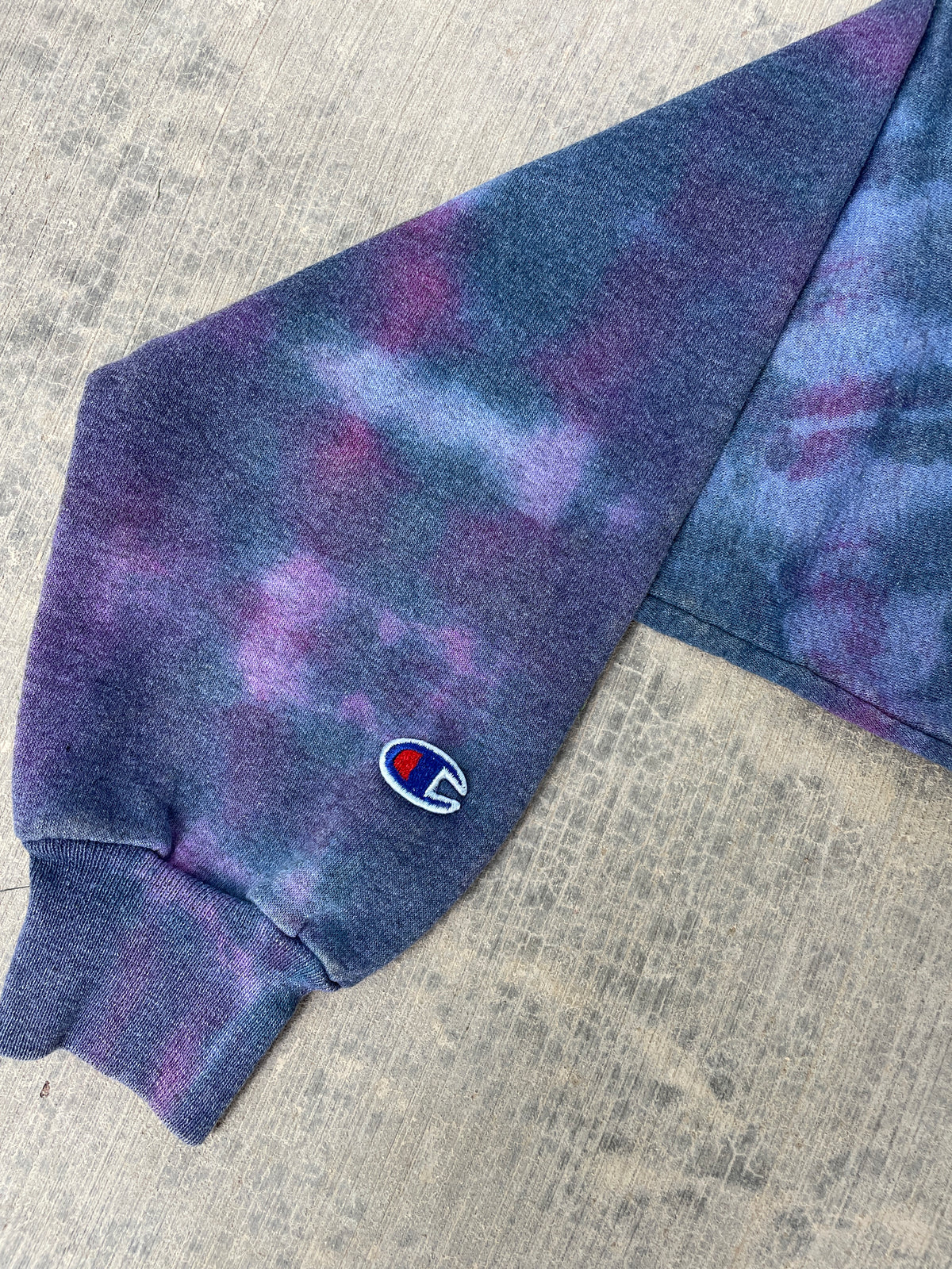 Women's Medium Champion Brand Upcycled Tie Dye Cropped Crewneck Sweatshirt