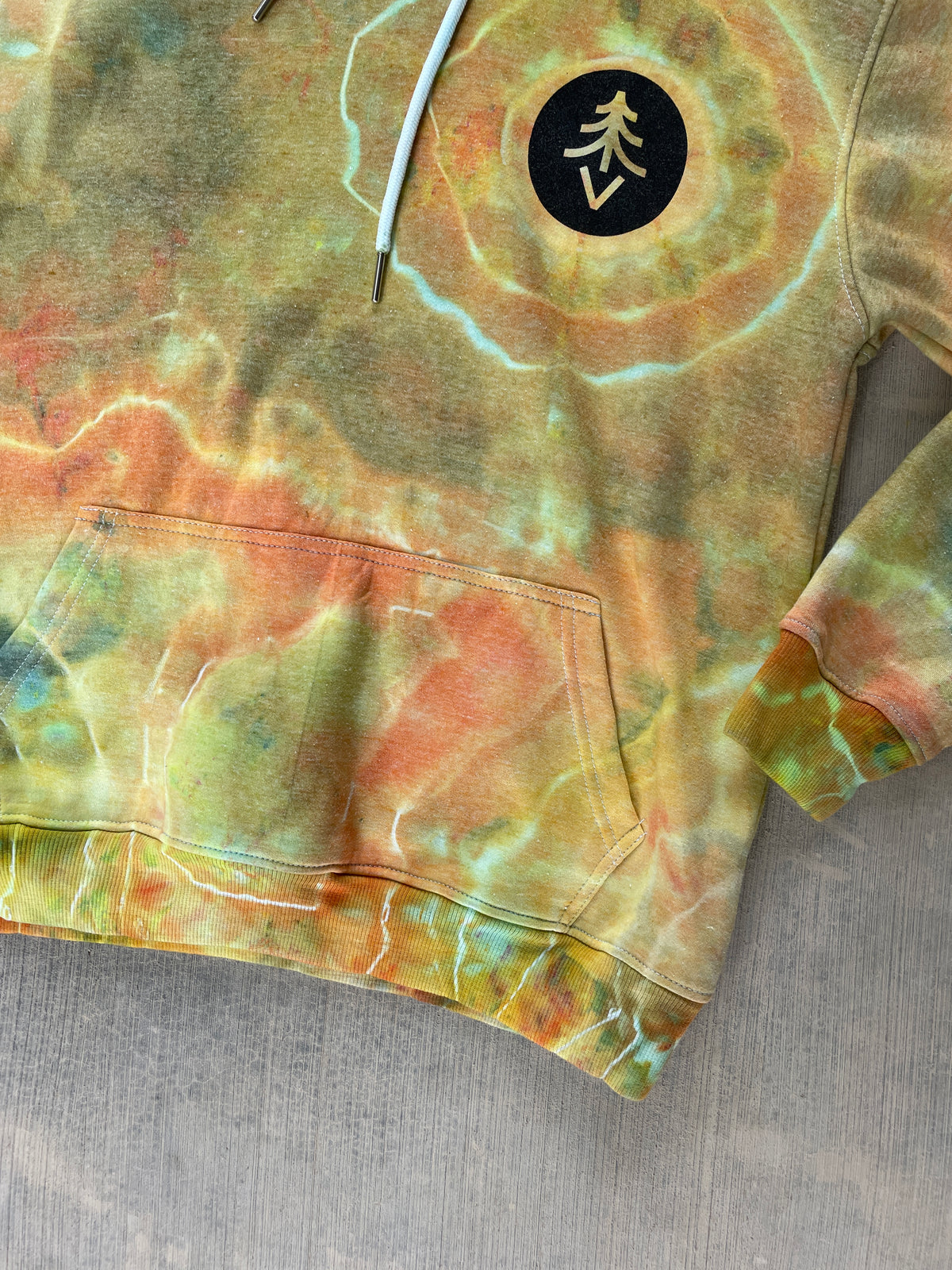 Krampus Orange and Green Geode Tie Dye Hoodie | Men's Medium