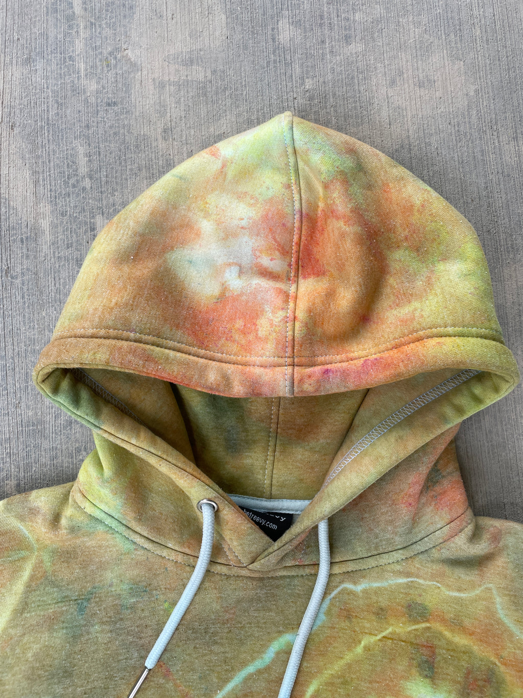 Krampus Orange and Green Geode Tie Dye Hoodie | Men's Medium