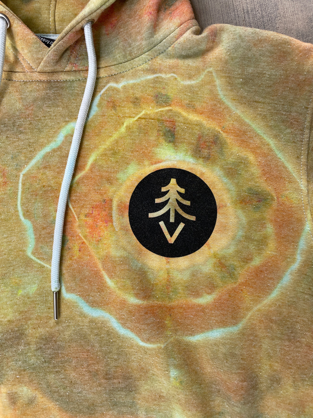 Krampus Orange and Green Geode Tie Dye Hoodie | Men's Medium